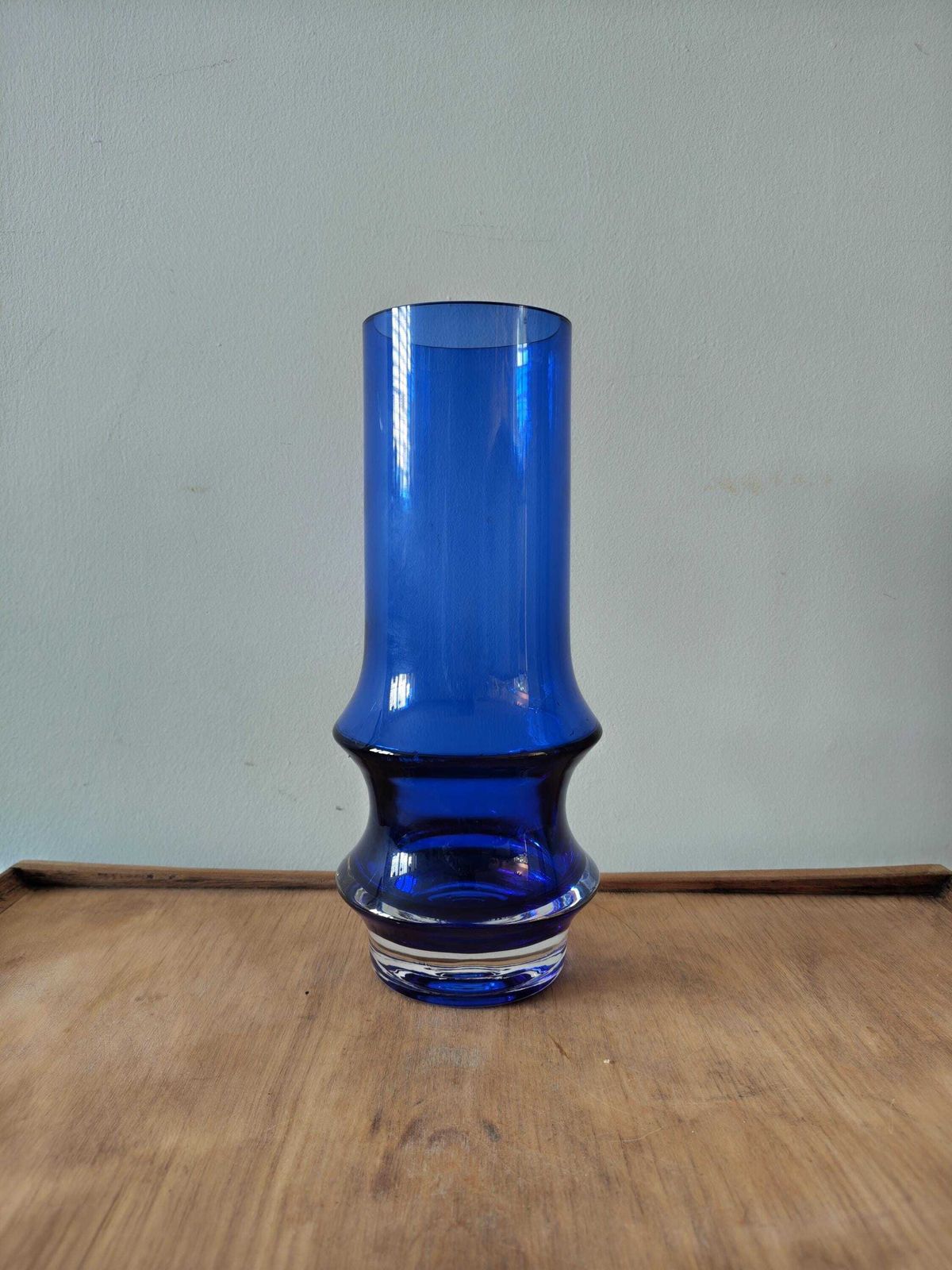 Riihimaen Lasi Oy Riihimaki Tamara Aladin Reimari Blue Glass Vase Riihimäen 10inch 25cm Cobalt Blue Mid Century Modern photo 75.0