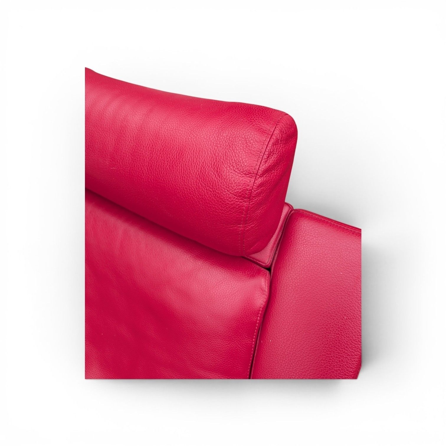 Roche Bobois Red Leather Two Seater Sofa On Bentwood Beech Base, France photo vintage