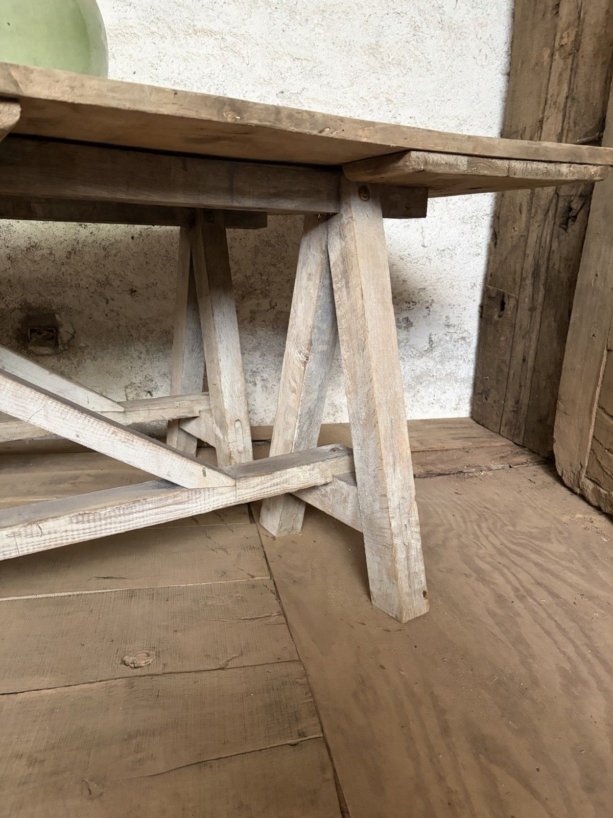 photo furniture Large Antique French Harvest / Farmhouse Work Trestle Table . Ash & Oak .