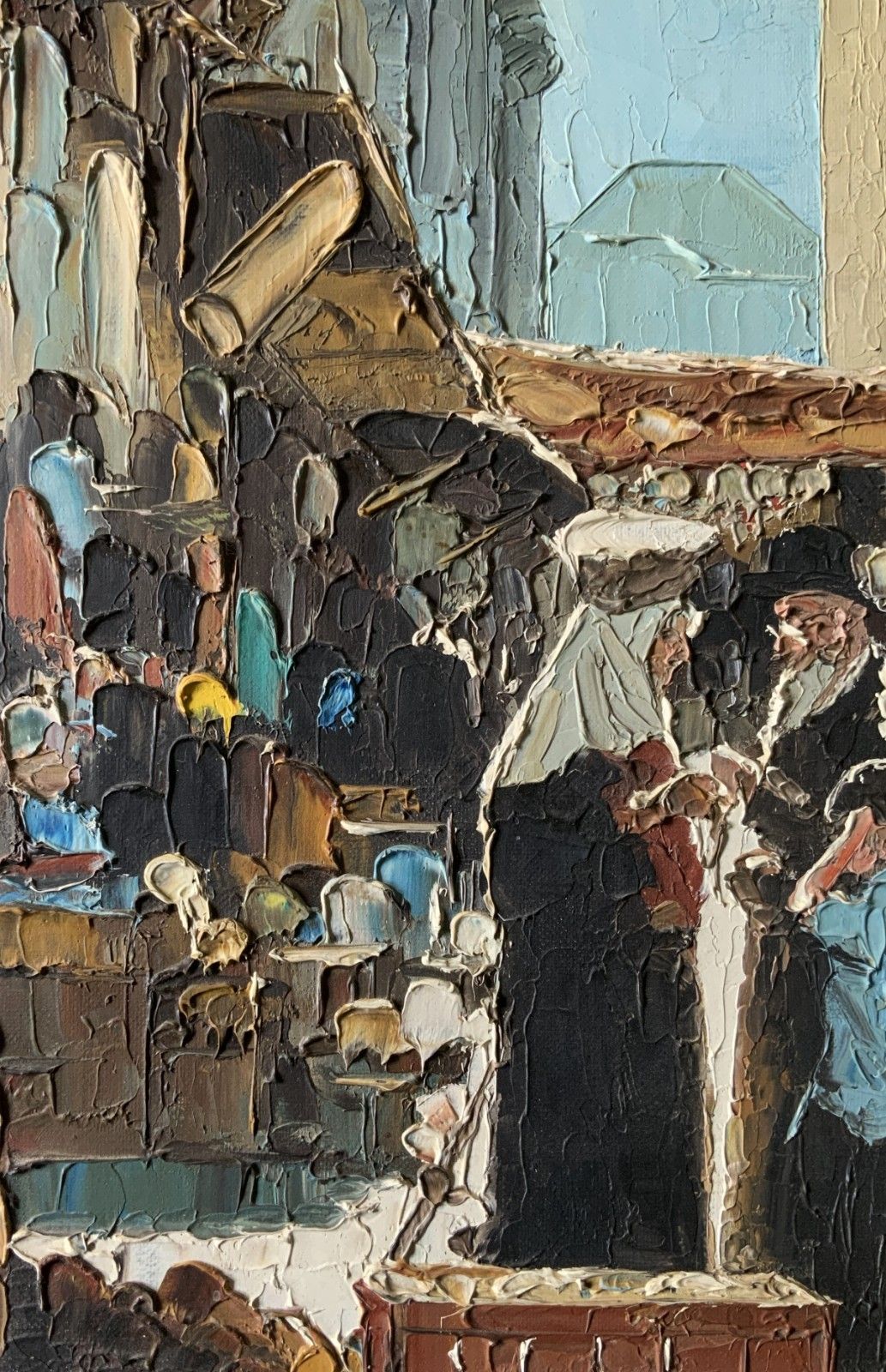 Contemporary Impasto Oil Painting Arabian Market Day Impressionist Signed photo buy
