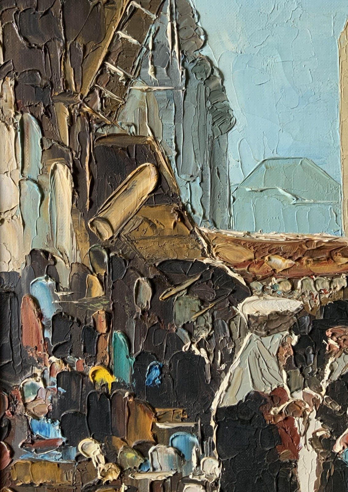 Contemporary Impasto Oil Painting Arabian Market Day Impressionist Signed photo vintage