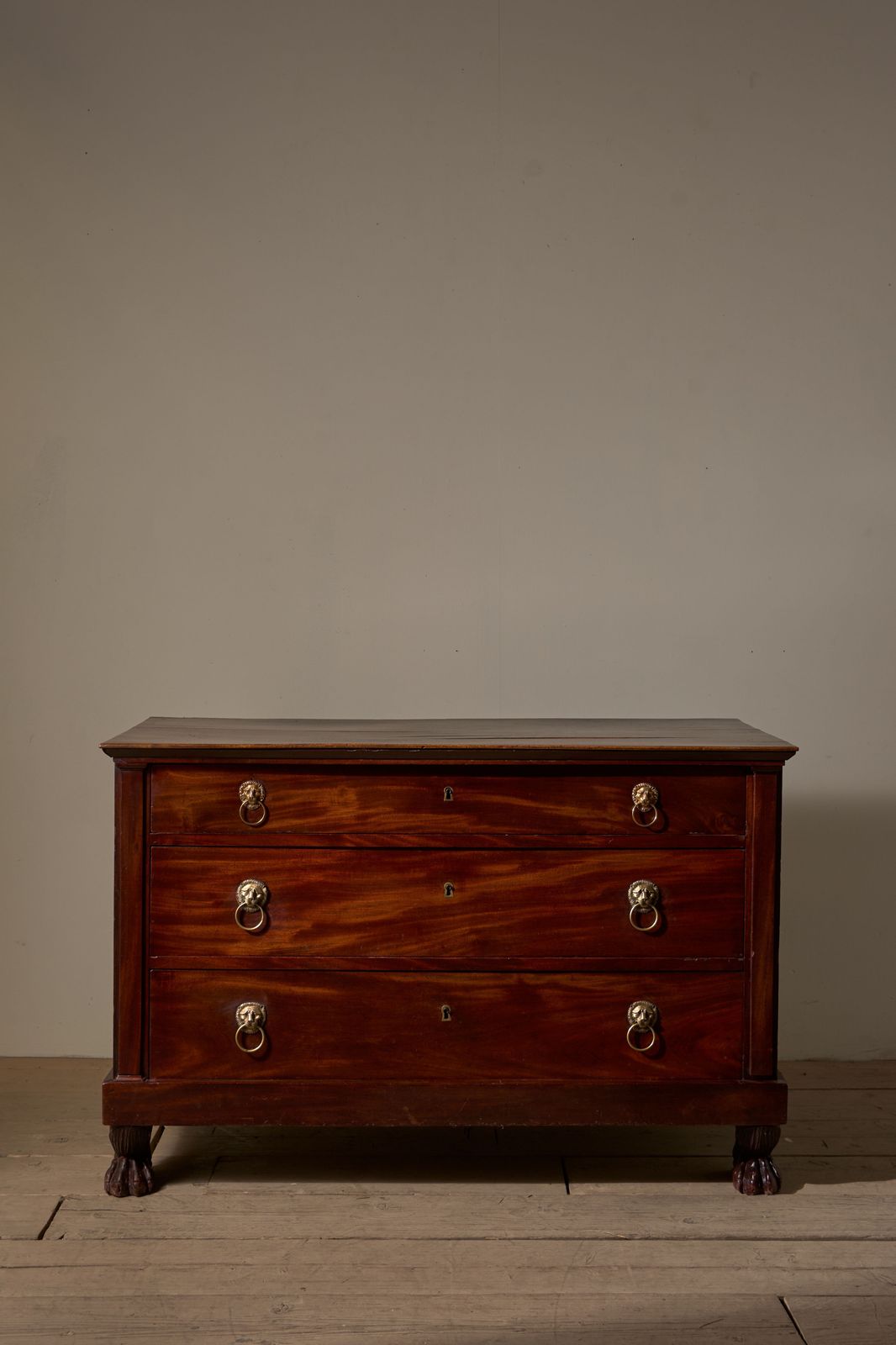 19th Century Mahogany Paw Footed Chest Of Drawers