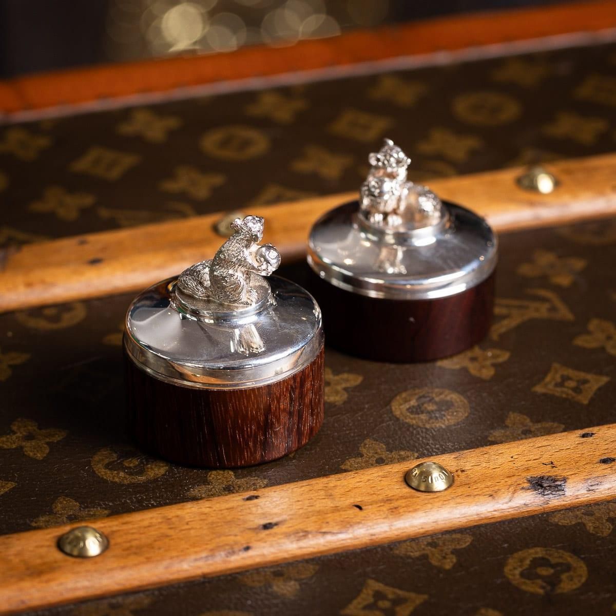 Vintage 20thc English Solid Silver Pair Of Trinket Boxes By Brian Fuller C.1989 photo furniture