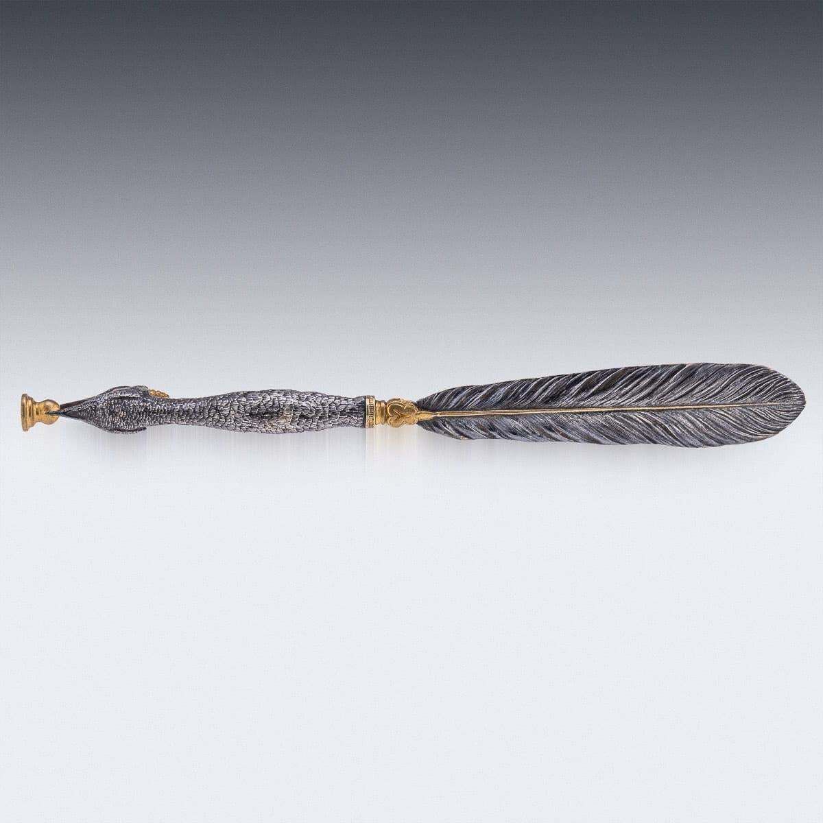Antique 20th Century Silver Plate & Brass Peacock Letter Opener photo Home Decor