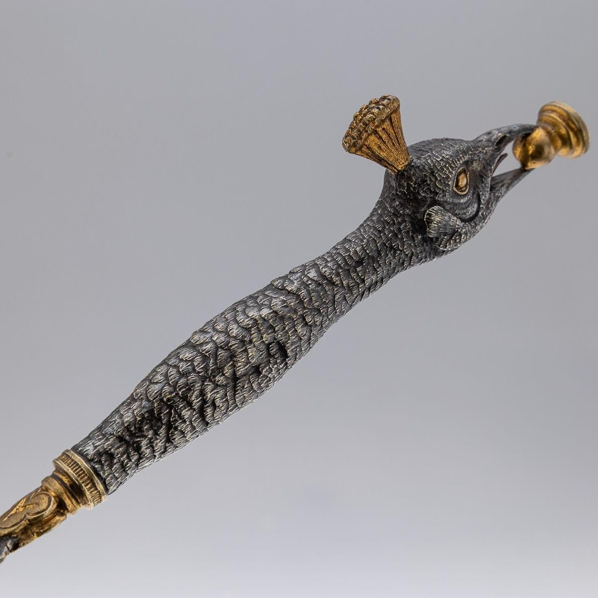 photo furniture Antique 20th Century Silver Plate & Brass Peacock Letter Opener