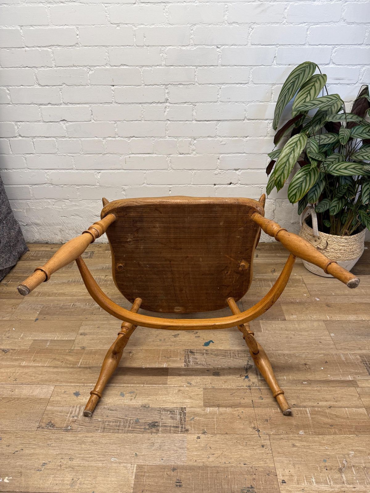 photo vintage Antique English Windsor Armchair In Elm & Ash