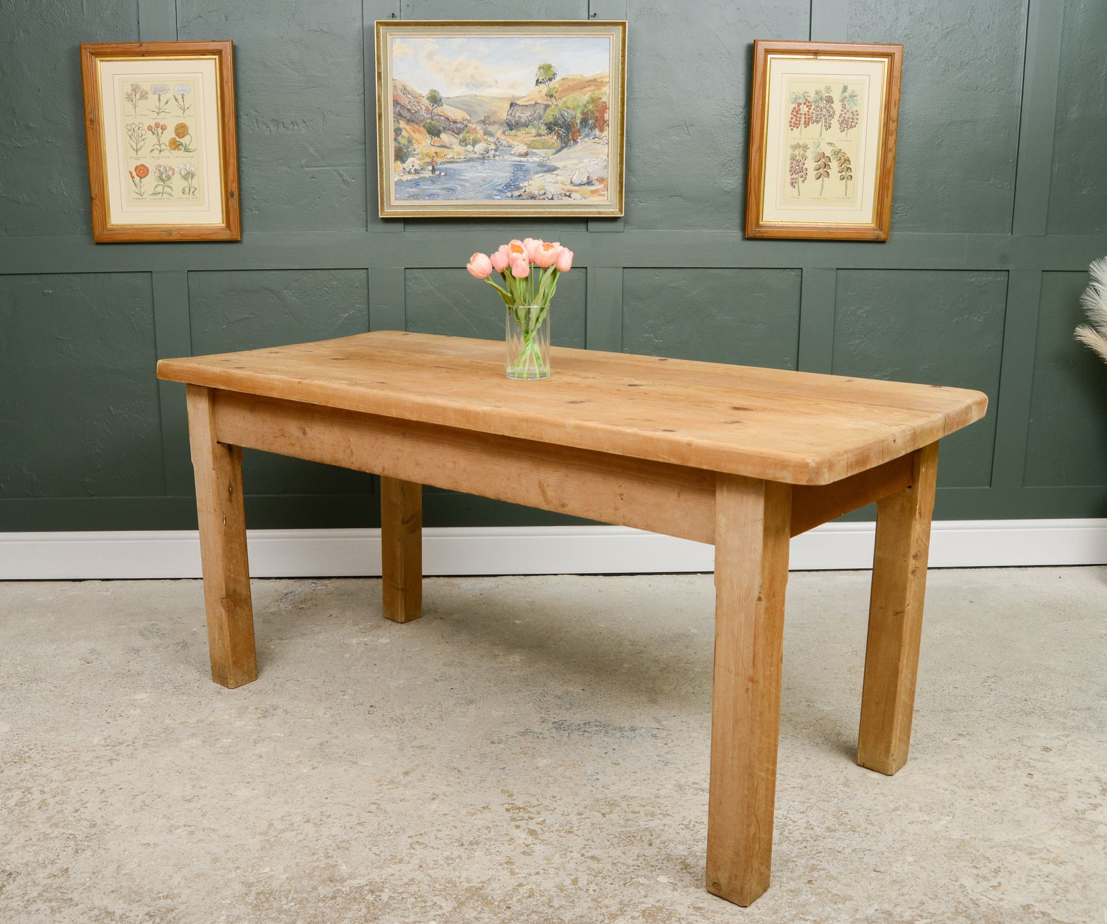 Plank Top Pine Dining Table   Reclaimed Wood   167 Cm