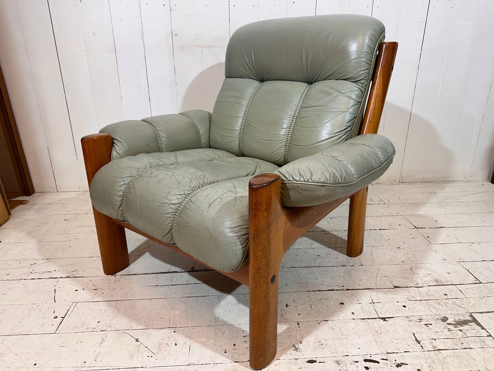 Furniture Swedish Mid Century Armchair In Distressed Leather By Ekornes photo