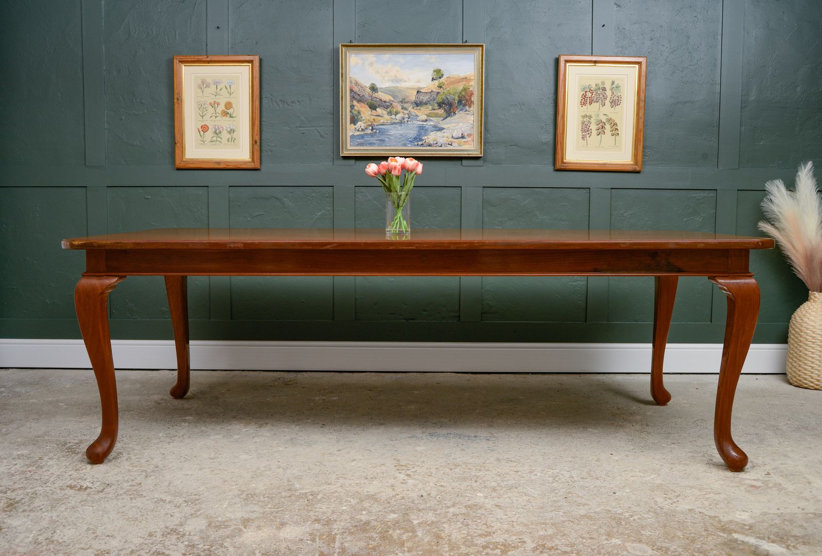 7.5 Ft Solid Mahogany Dining Table   8 Seater   Rectangular   Queen Anne Style photo Furniture
