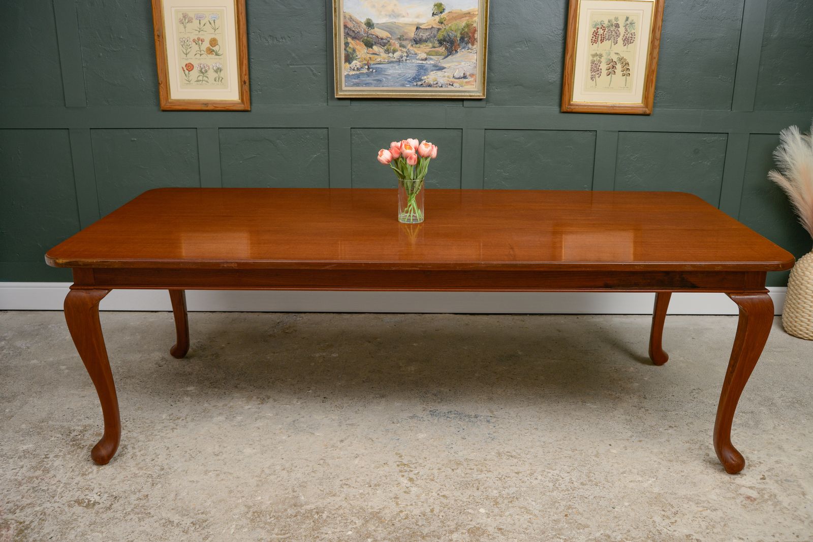 7.5 Ft Solid Mahogany Dining Table   8 Seater   Rectangular   Queen Anne Style photo 995.0