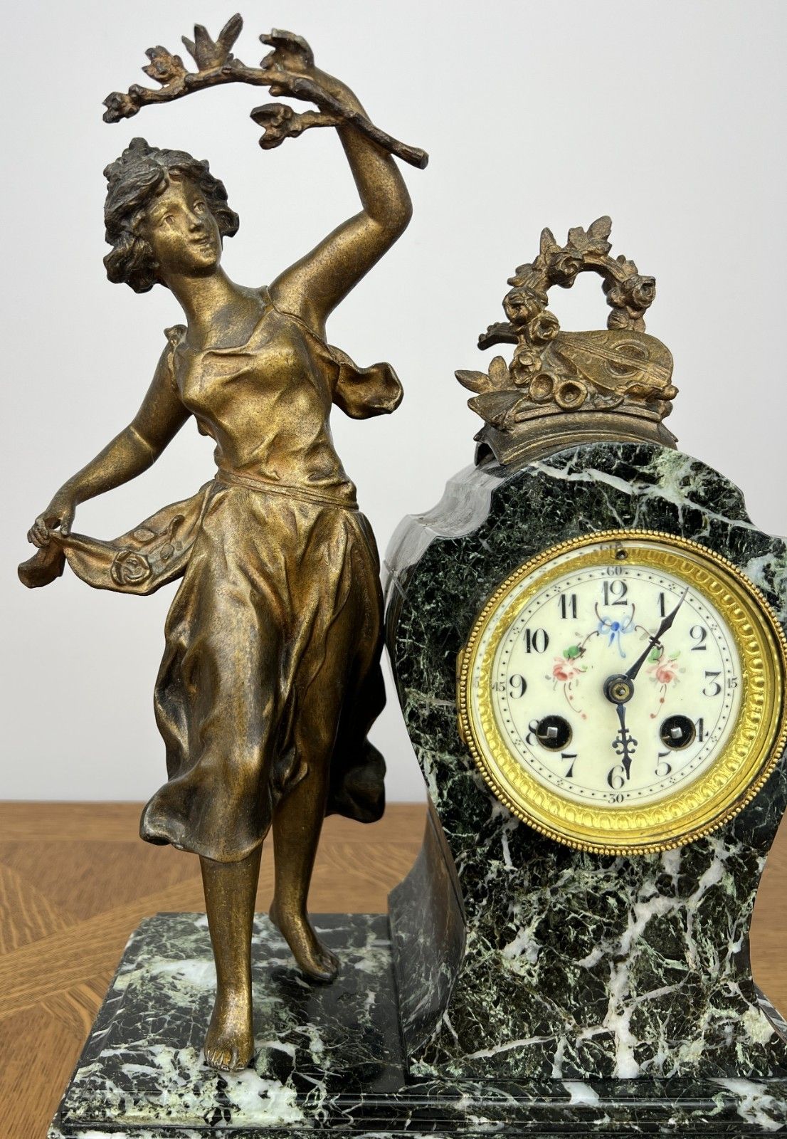 Clock Vintage French Style Marble Clock Figurine Garniture Set Lot 6061 photo 499.0