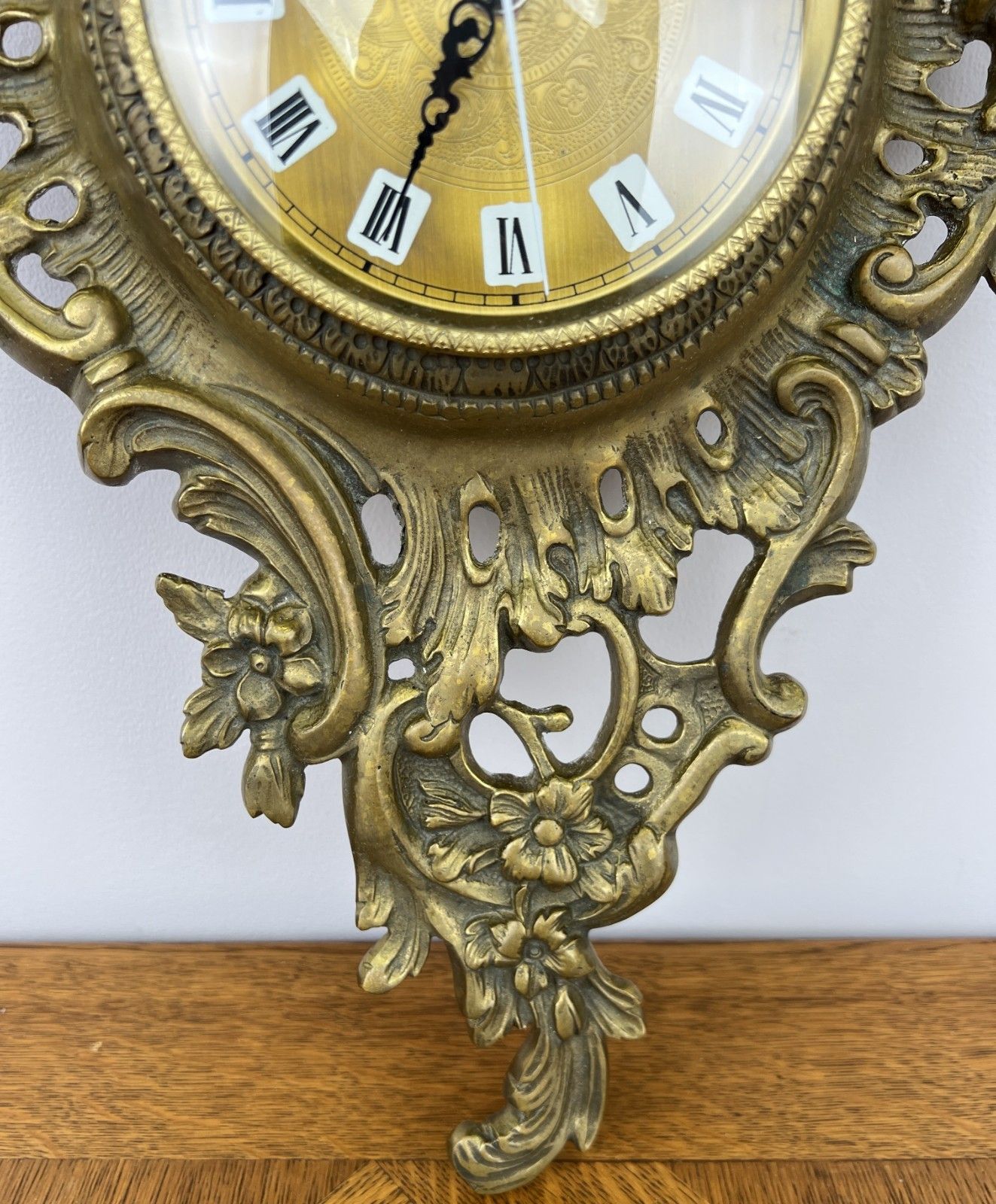 Wall Clock Vintage French Style Brass Hanging Clock Quartz Movement Lot 6049 photo vinterior