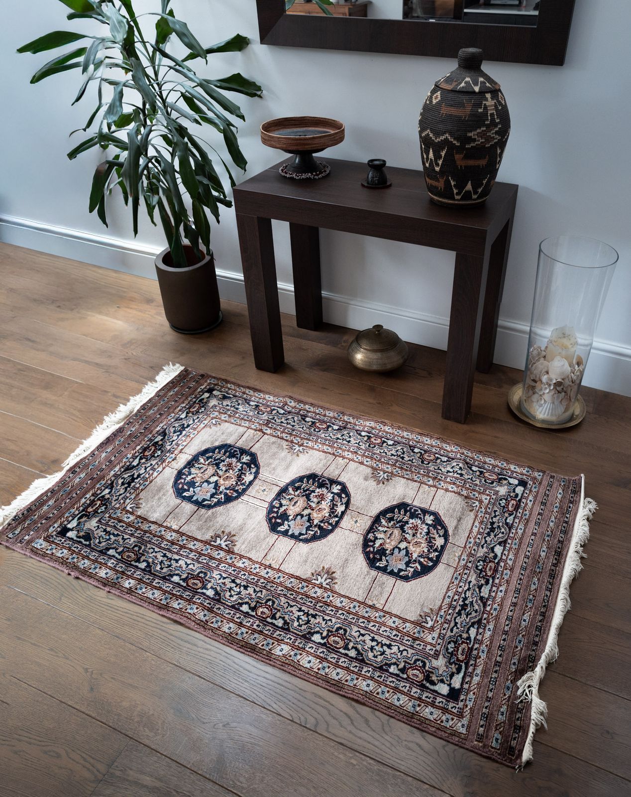 Fine Hand Knotted Ivory Wool Rug Triple Floral Medallion, 240 Kpsi photo Textiles