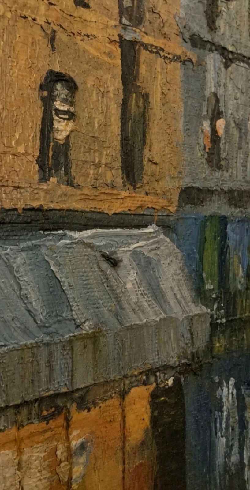 Vintage Paris Street Scene Oil Painting Eiffel Tower photo vinterior