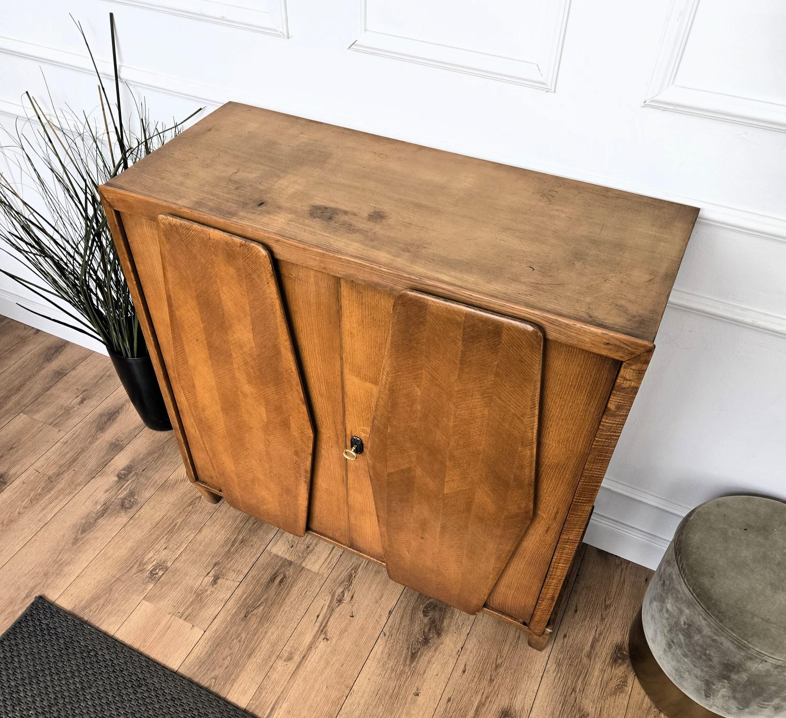 photo furniture 1950s Art Deco Mid Century Italian Walnut Mirror Mosaic Sideboard Bar Cabinet