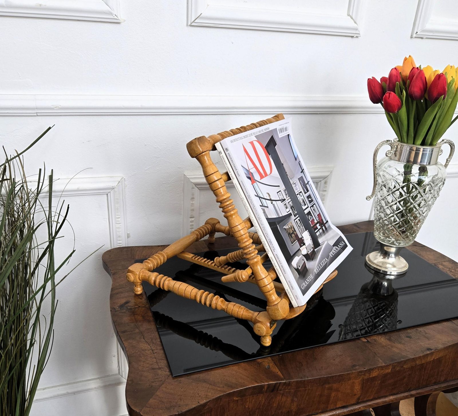 Italian Carved Decorated Adjustable Wooden Book Stand Rest photo Home Decor