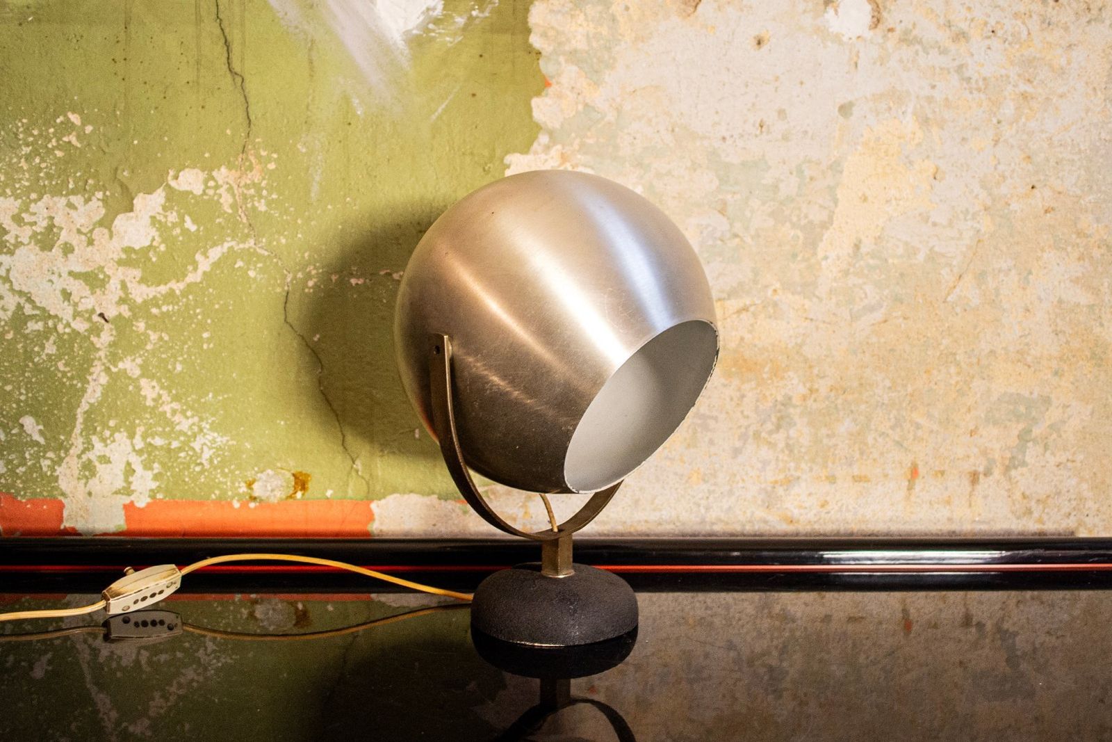 Italian 1960s Aluminum And Cast Iron Table Lamp photo furniture