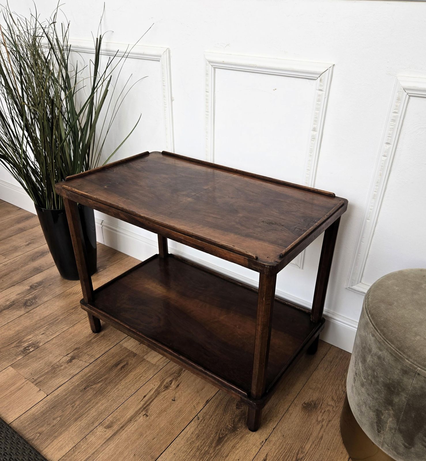 Italian 1940s Art Deco Mid Century Walnut Burl Dry Bar Cabinet Table photo vintage