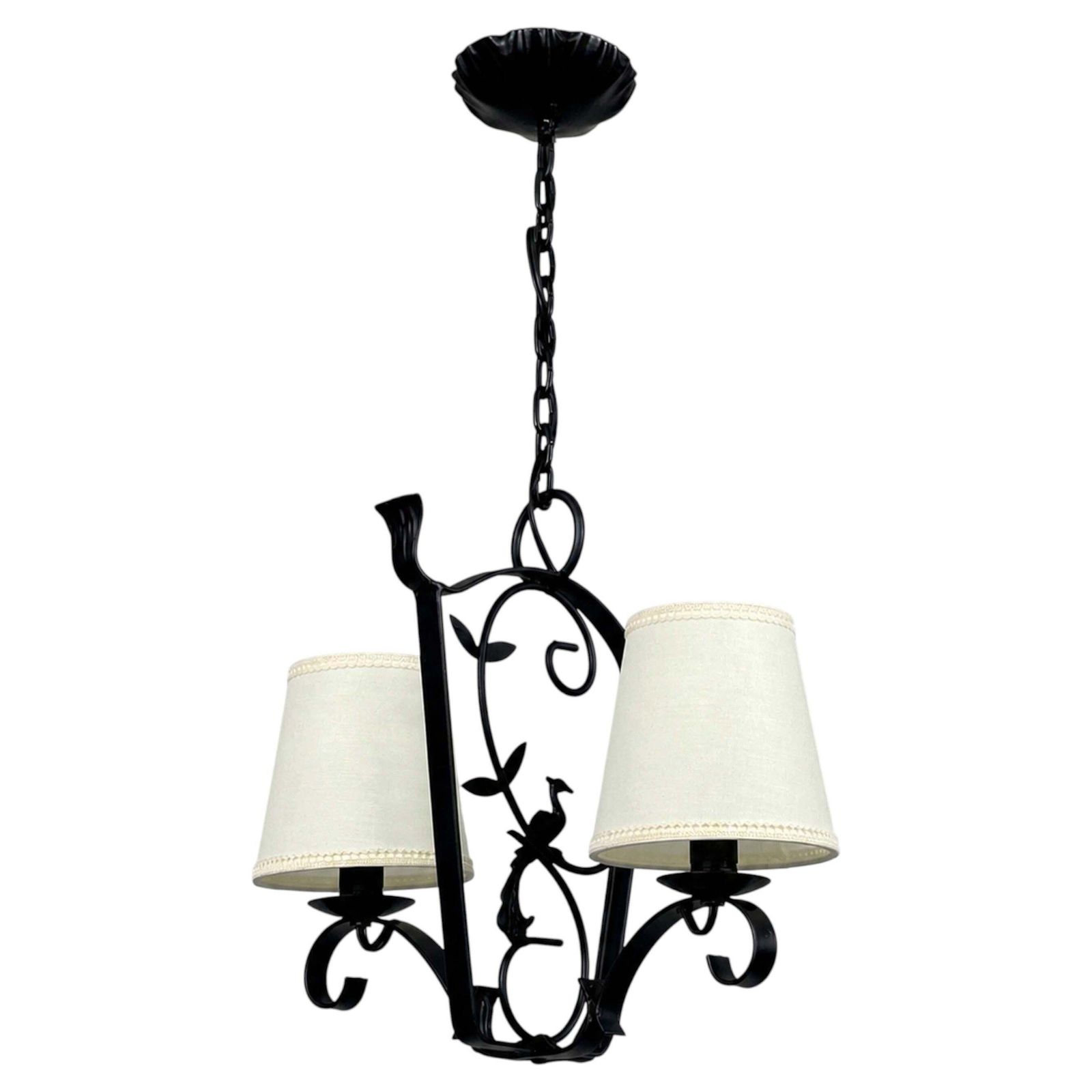 Art Deco Wrought Iron Pendant, Bjerkas Armatur, Sweden 1930s To 1940s
