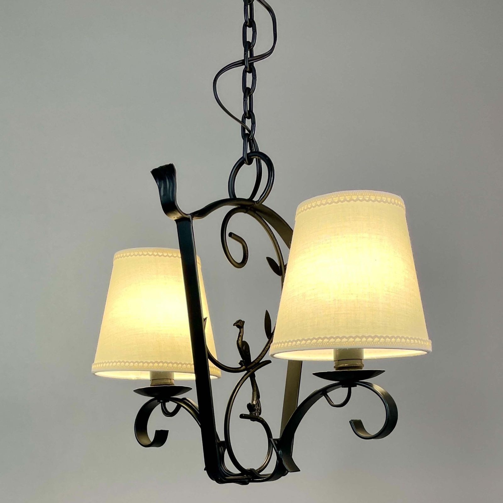 1088.0 Art Deco Wrought Iron Pendant, Bjerkas Armatur, Sweden 1930s To 1940s photo