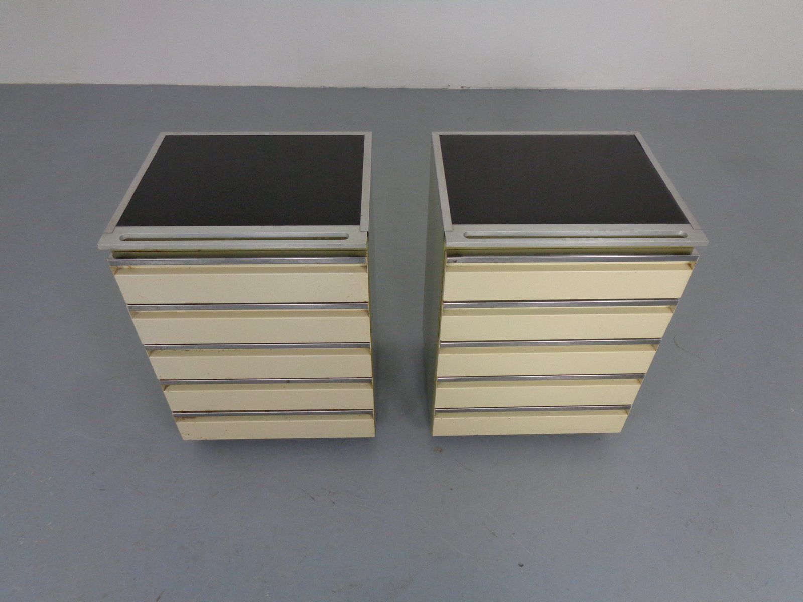 photo furniture Steel Mobile Medical Cabinets With Drawers From Baisch, Germany, 1950s, Set Of 2
