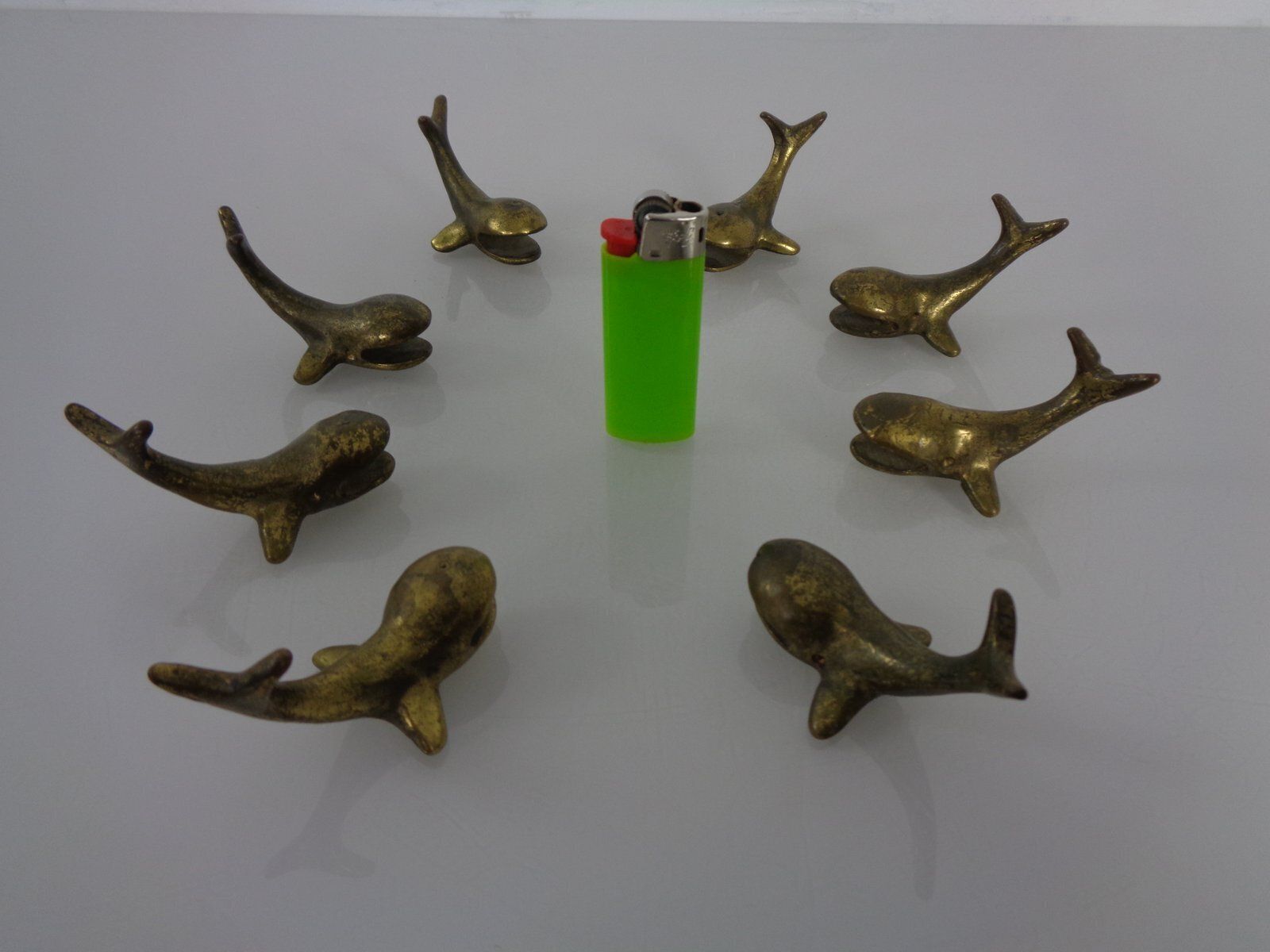 Whale Shaped Brass Paperweights Or Knife Rests In The Style Of Walter Bosse, Austria, 1950s, Set Of 4 photo 219.0