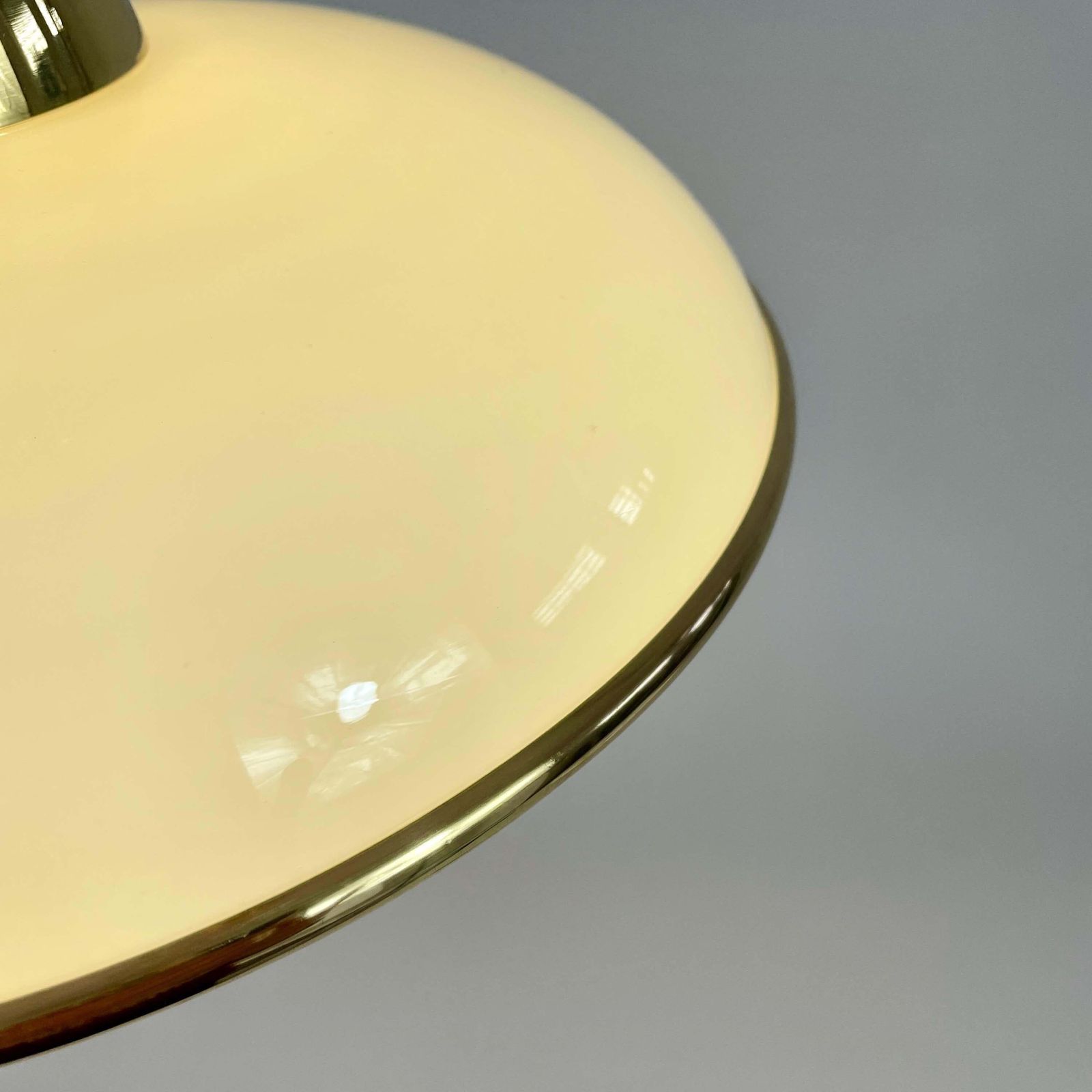 1567.0 Art Deco Cream Opaline Glass & Brass Pendants, Germany 1930s, Set Of 2 photo