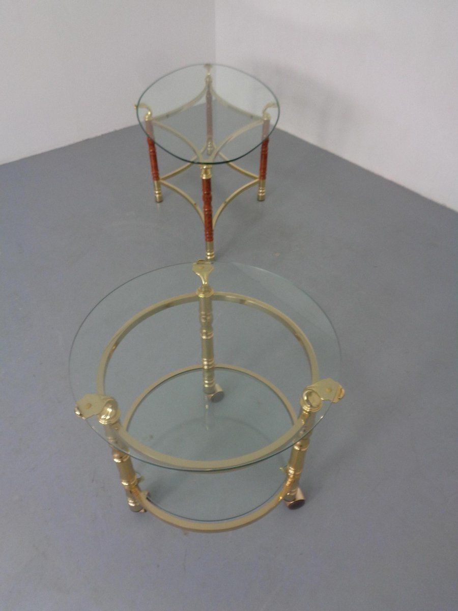 Hollywood Regency Glass Tables, Italy, 1970s, Set Of 2 photo vinterior