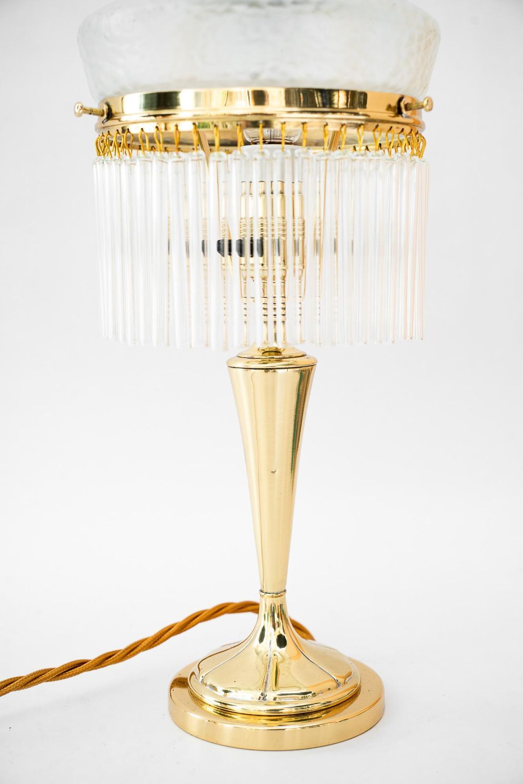 photo for sale Art Deco Table Lamp With Palme Koenig Glass Shade And Glass Sticks Vienna 1920s