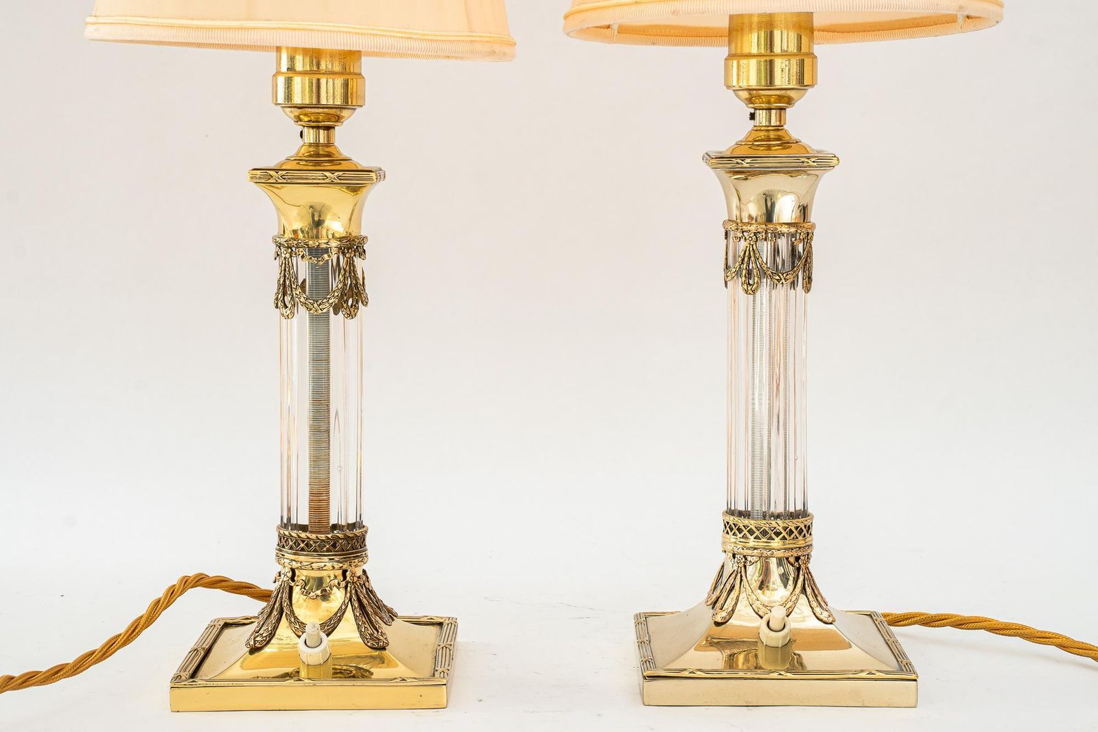 Almost Intendical Art Deco Table Lamps With Fabric Shades Vienna Around 1920s photo furniture