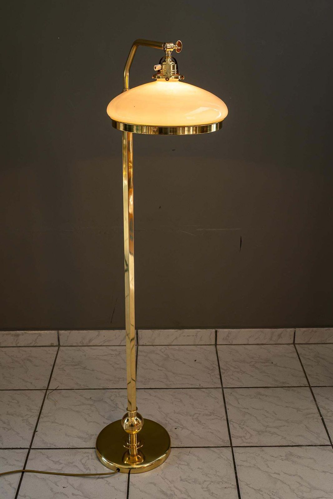 photo furniture Hight Adjustable And Swiveling Floor Lamp With Opal Glass Shade Vienna 1920s