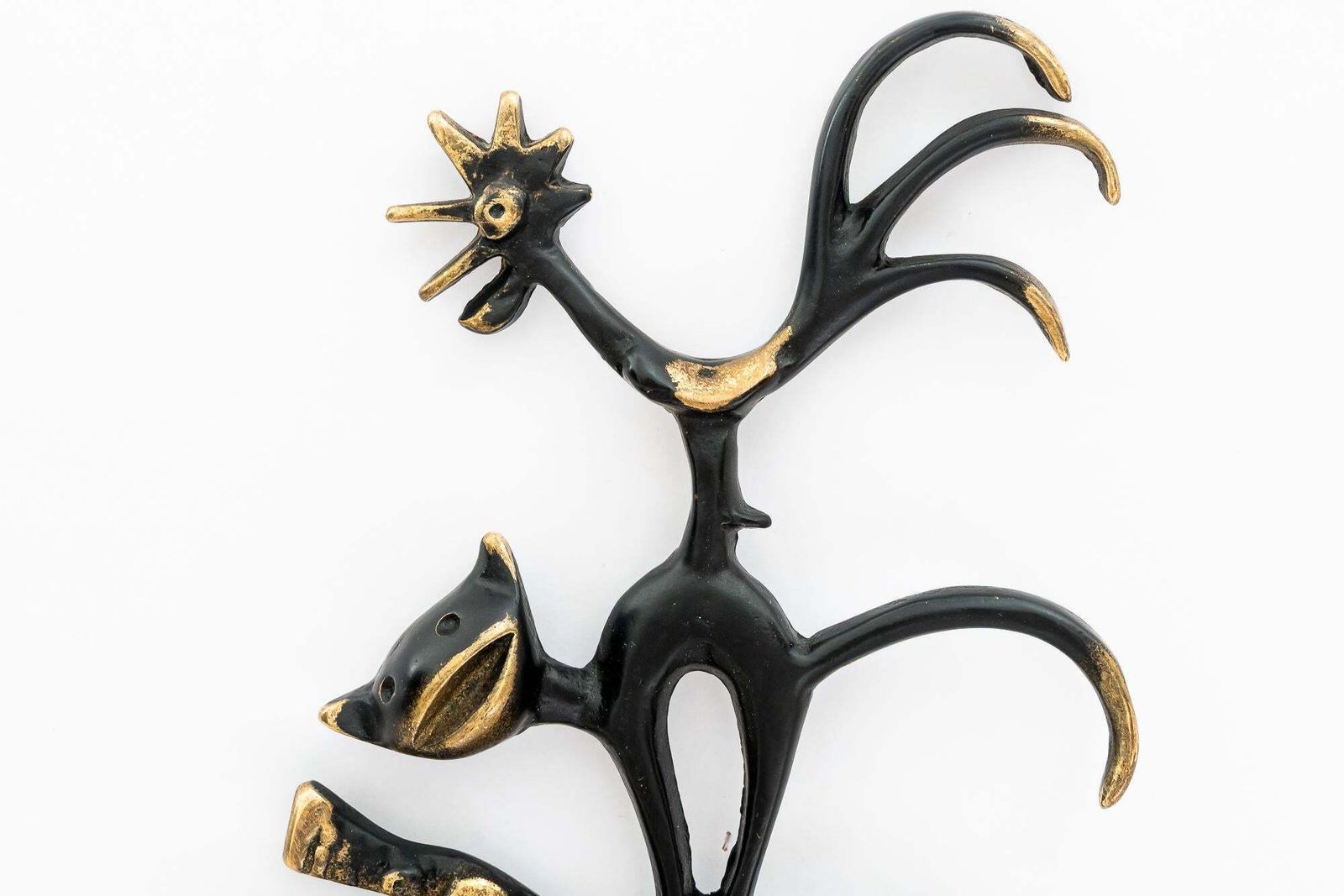 Walter Bosse Brass Key Hanger Donkey, Dog, Cat And Cock, Hertha Baller, Austria photo Art