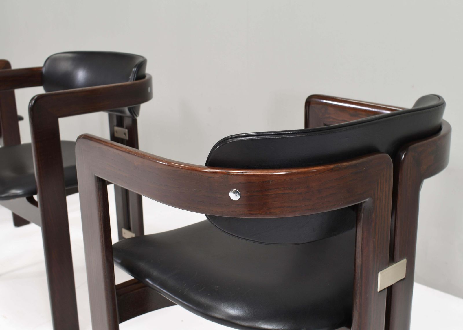 photo for sale Pamplona Chairs By Augusto Savini In Black Leather   Italy, 1965, Set Of 3