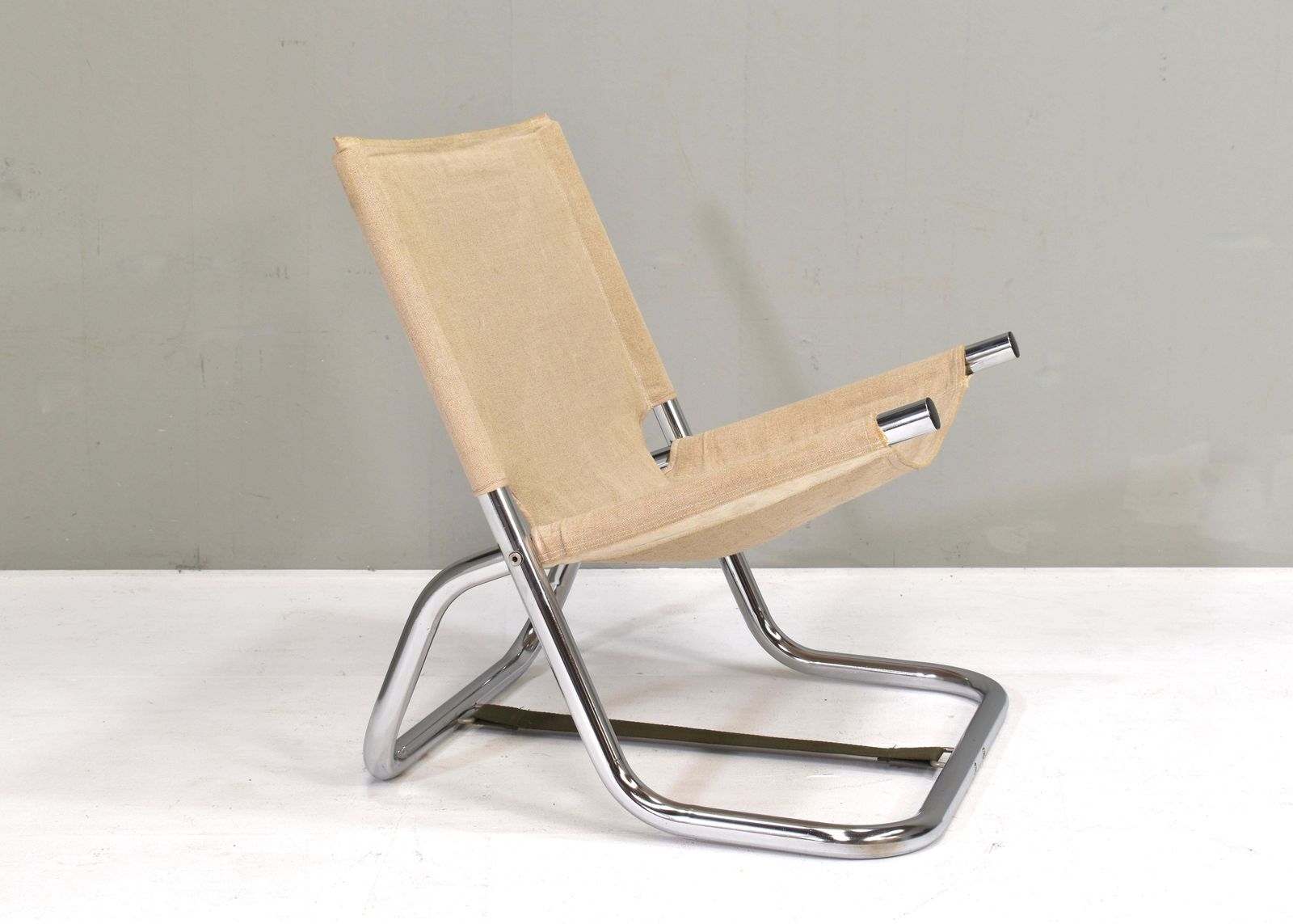 Folding Chair By Or In The Style Of Börje Johanson In Canvas, Scandinavia 1970's photo vinterior