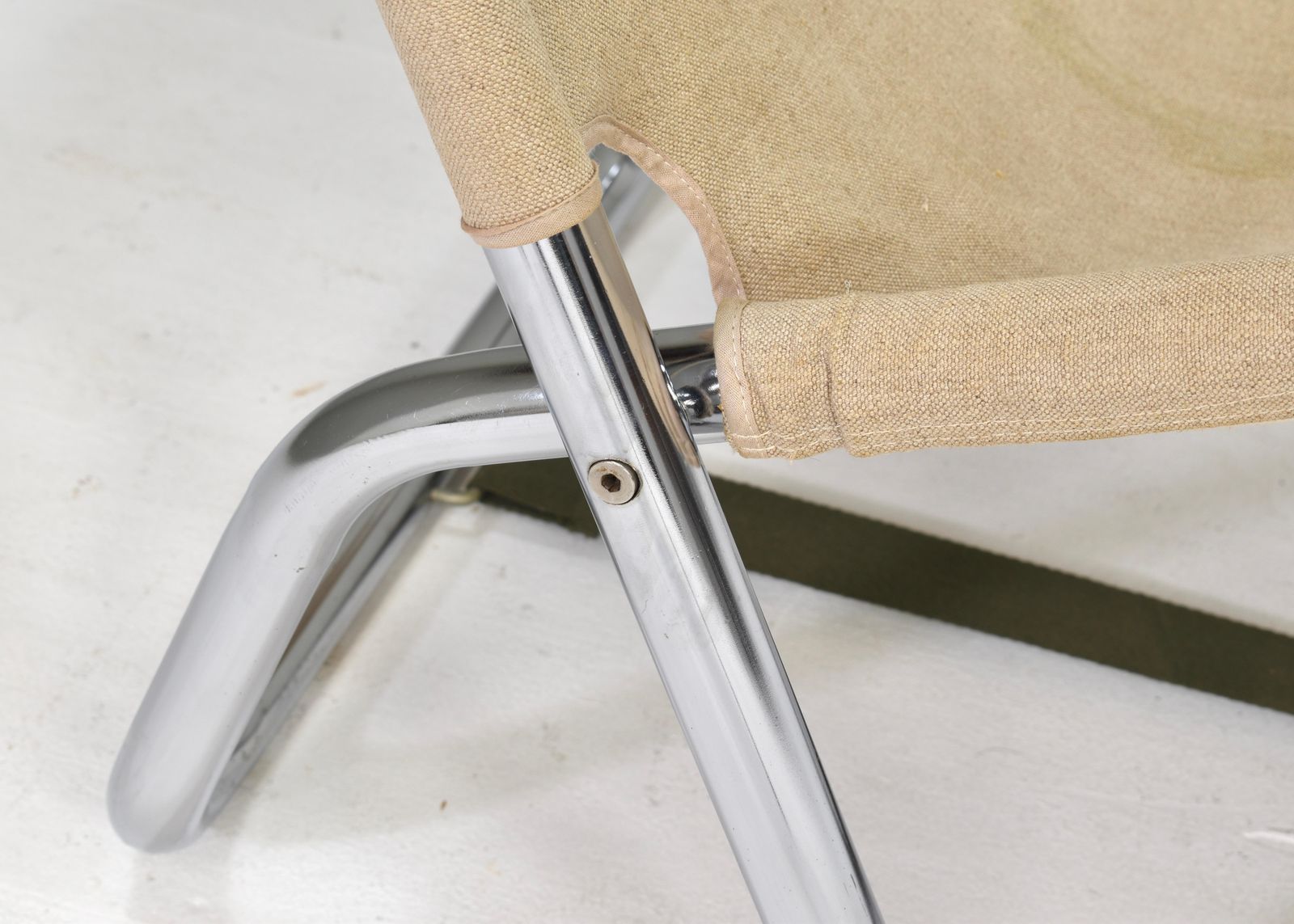 Furniture Folding Chair By Or In The Style Of Börje Johanson In Canvas, Scandinavia 1970's photo
