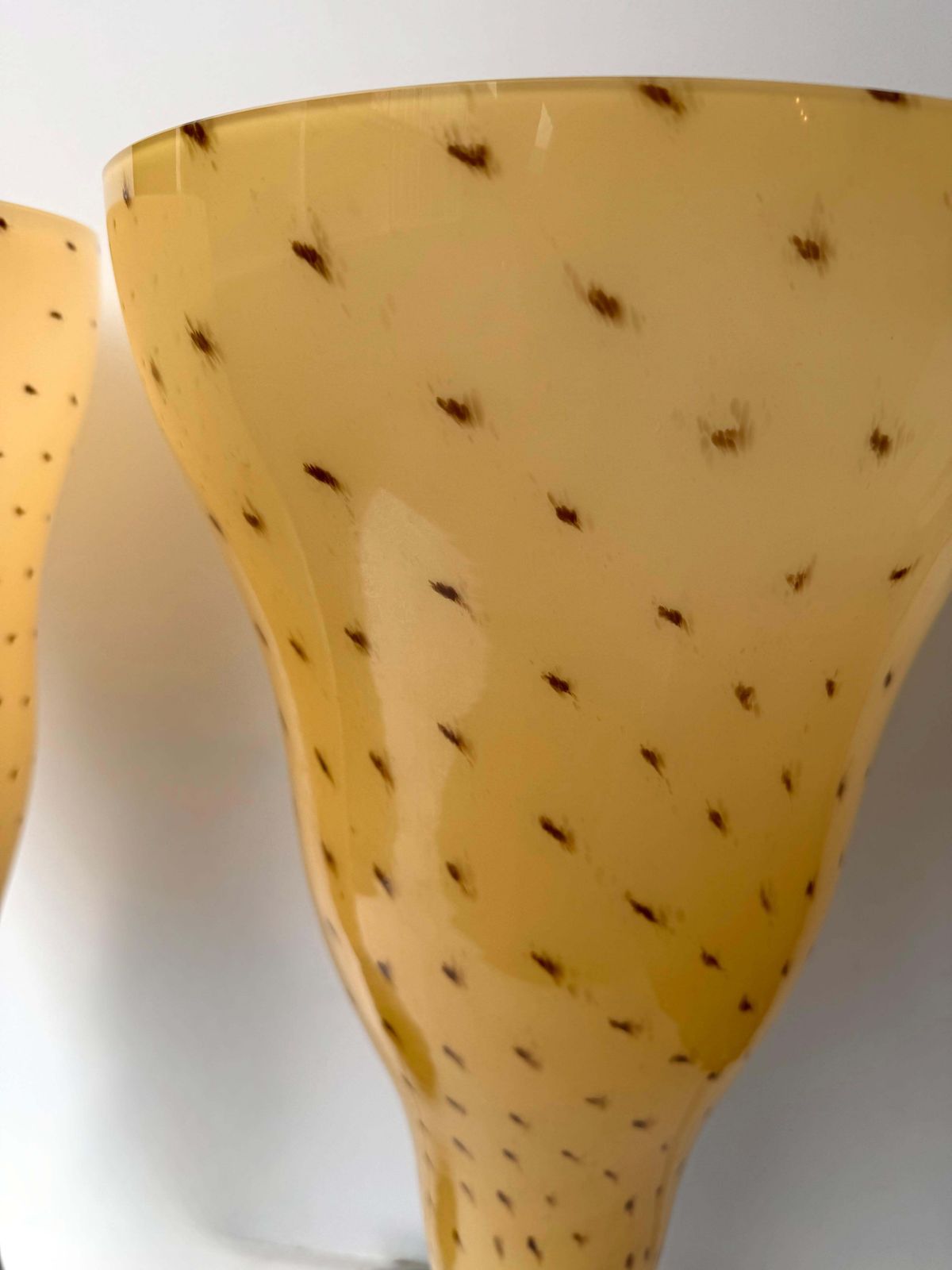photo for sale Pair Of Speckled Murano Glass Flame Lamps By Leucos. Italy, 1990s