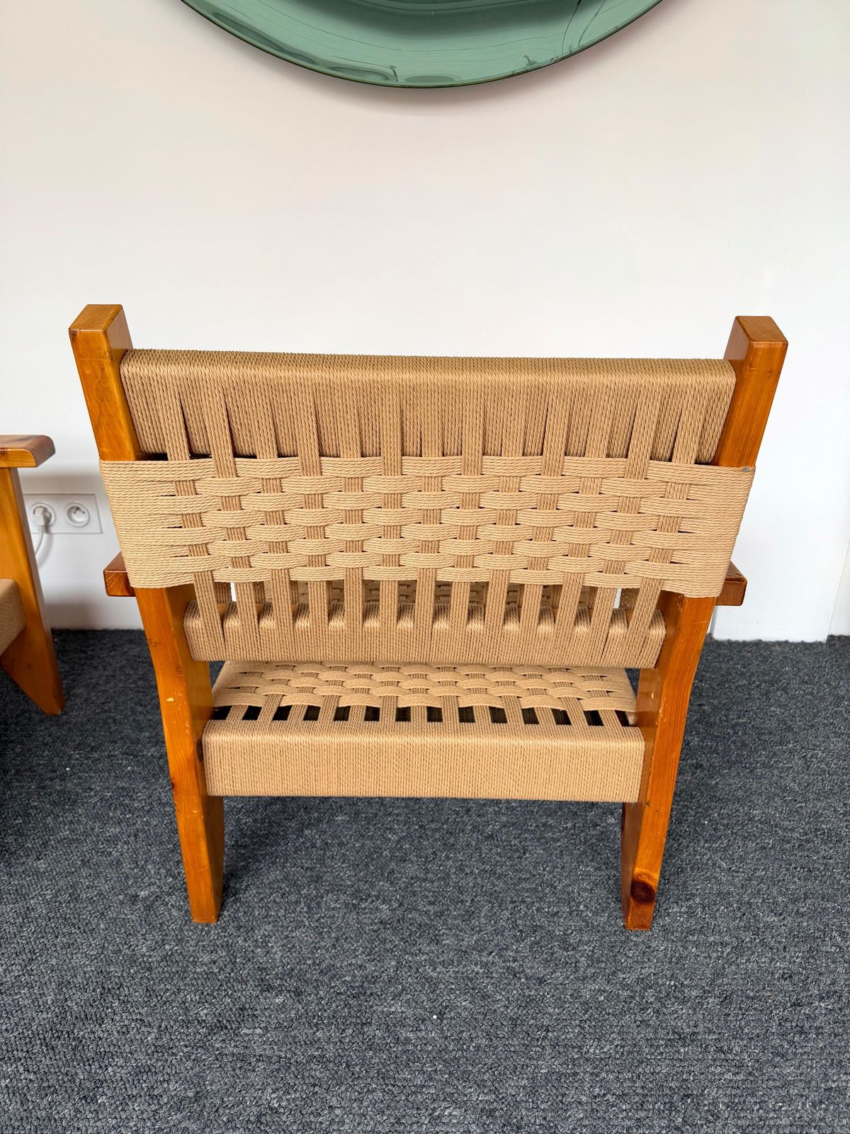 Mid Century Modern Pair Of Wood And Rope Armchairs, Italy, 1970s photo vinterior
