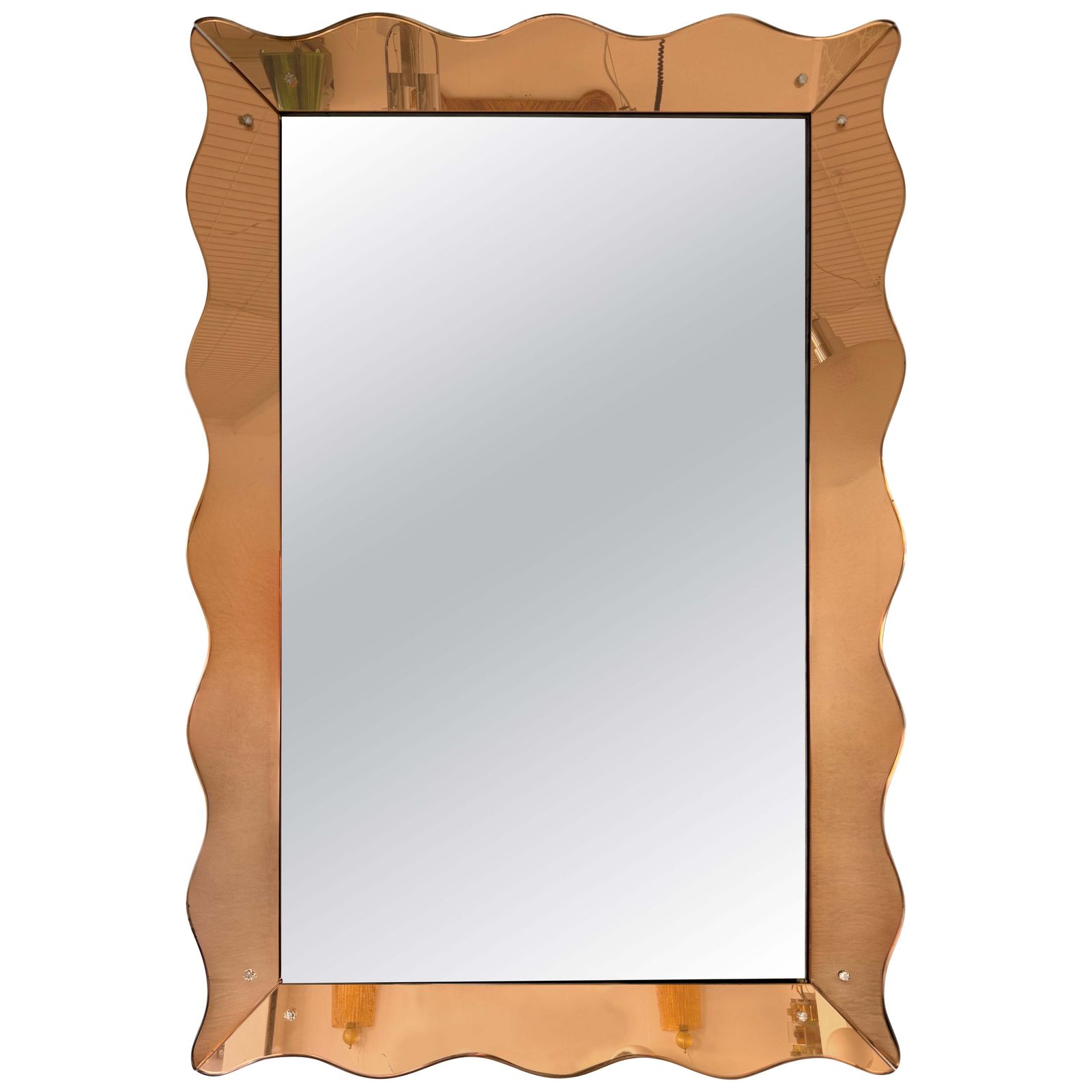 Mirror Pink Glass By Cristal Art Italy, 1960s