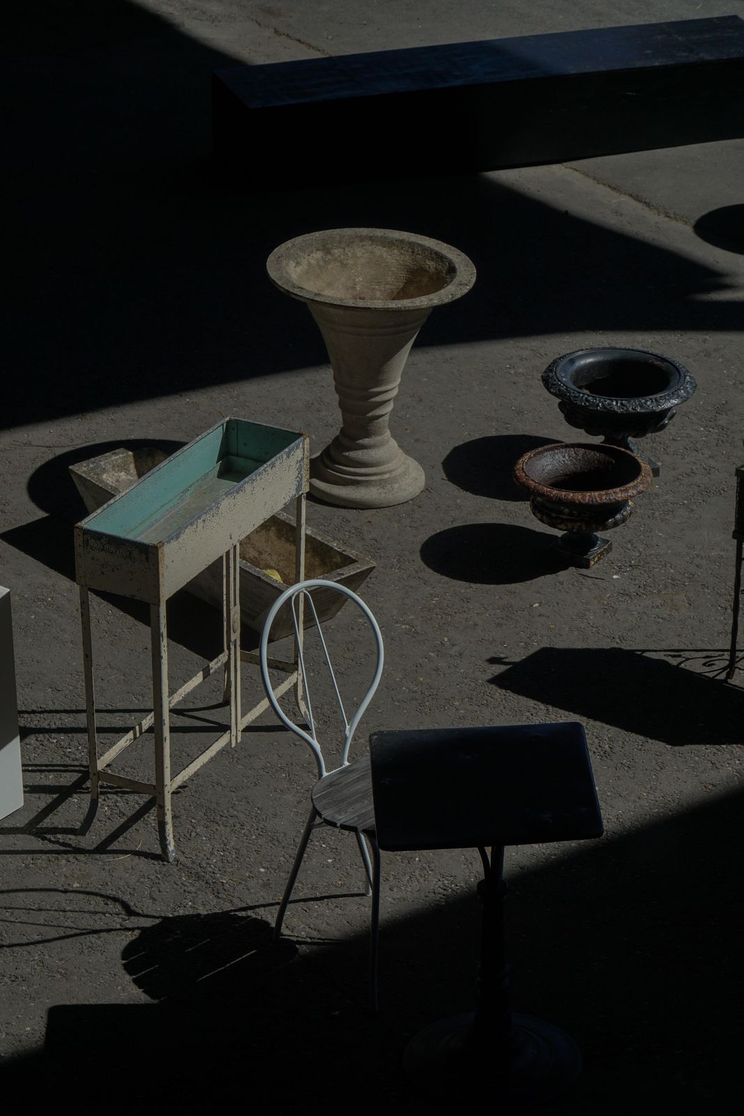 photo for sale French Vintage Painted Metal Garden Planter On Stand, Art Nouveau, 1920s