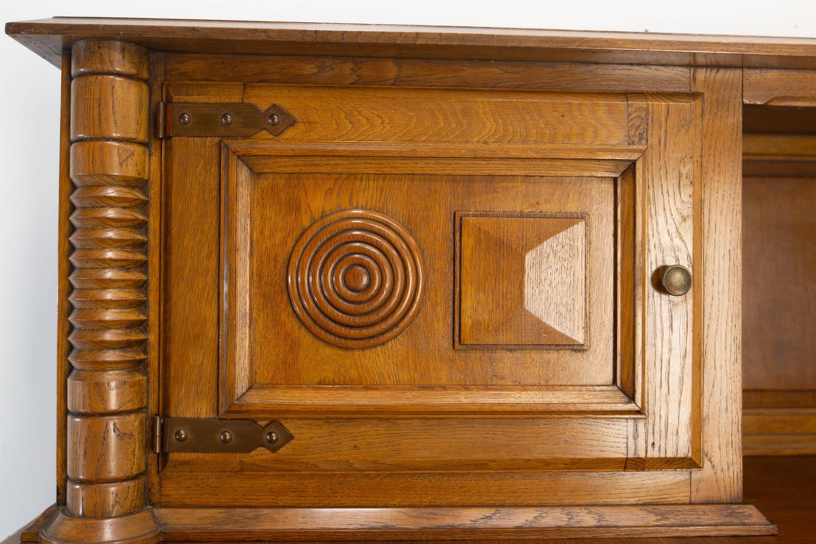 8270.0 French Dudouyt Deux Corps Buffet Oak & Copper Cabinet, Mid 19th Century photo