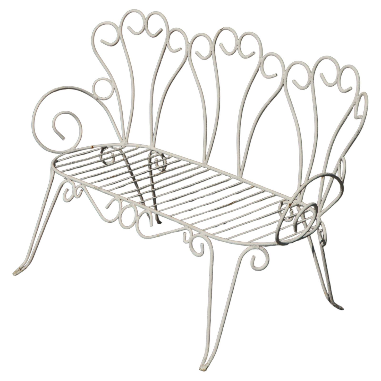 Mid 20th Century, Decorative French Wrought Iron Garden Bench, 1950s