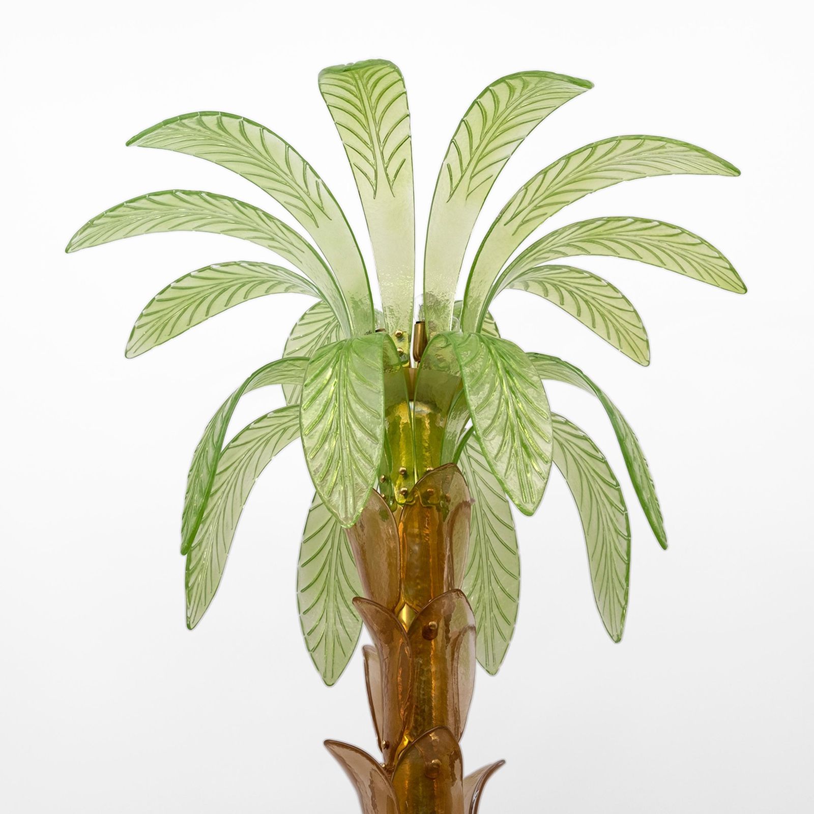 photo for sale Paar Murano-glas en messing palmboom vloerlampen