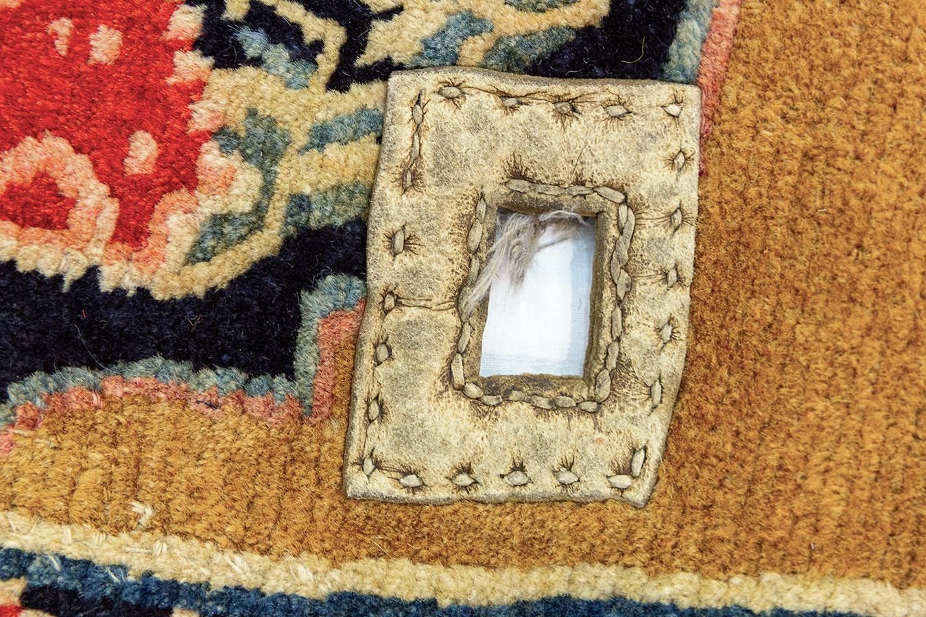 Antique Tibetan Saddle Rug, Hand Knotted Wool, Floral photo buy