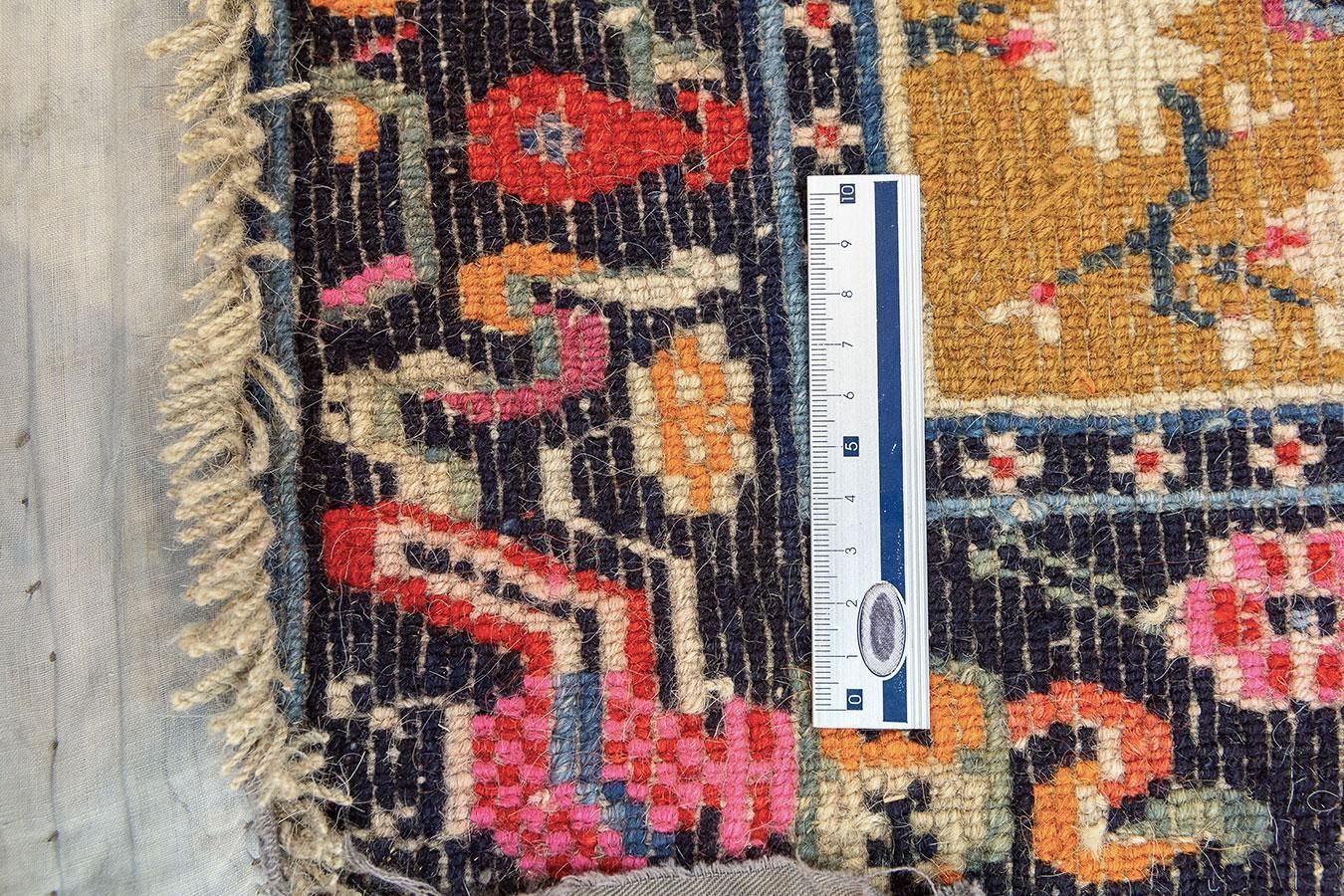 photo furniture Antique Tibetan Saddle Rug, Hand Knotted Wool, Floral
