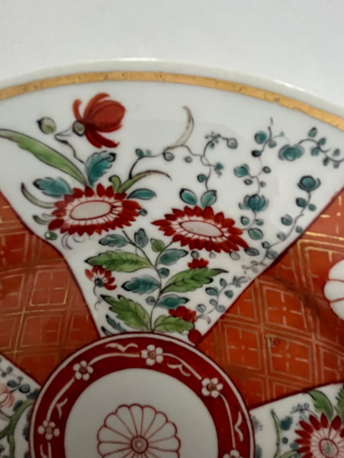 First Period Worcester Bord van DR. Wall, Porselein, Scarlet Japan Ptn, ca. 1770 photo 265.0