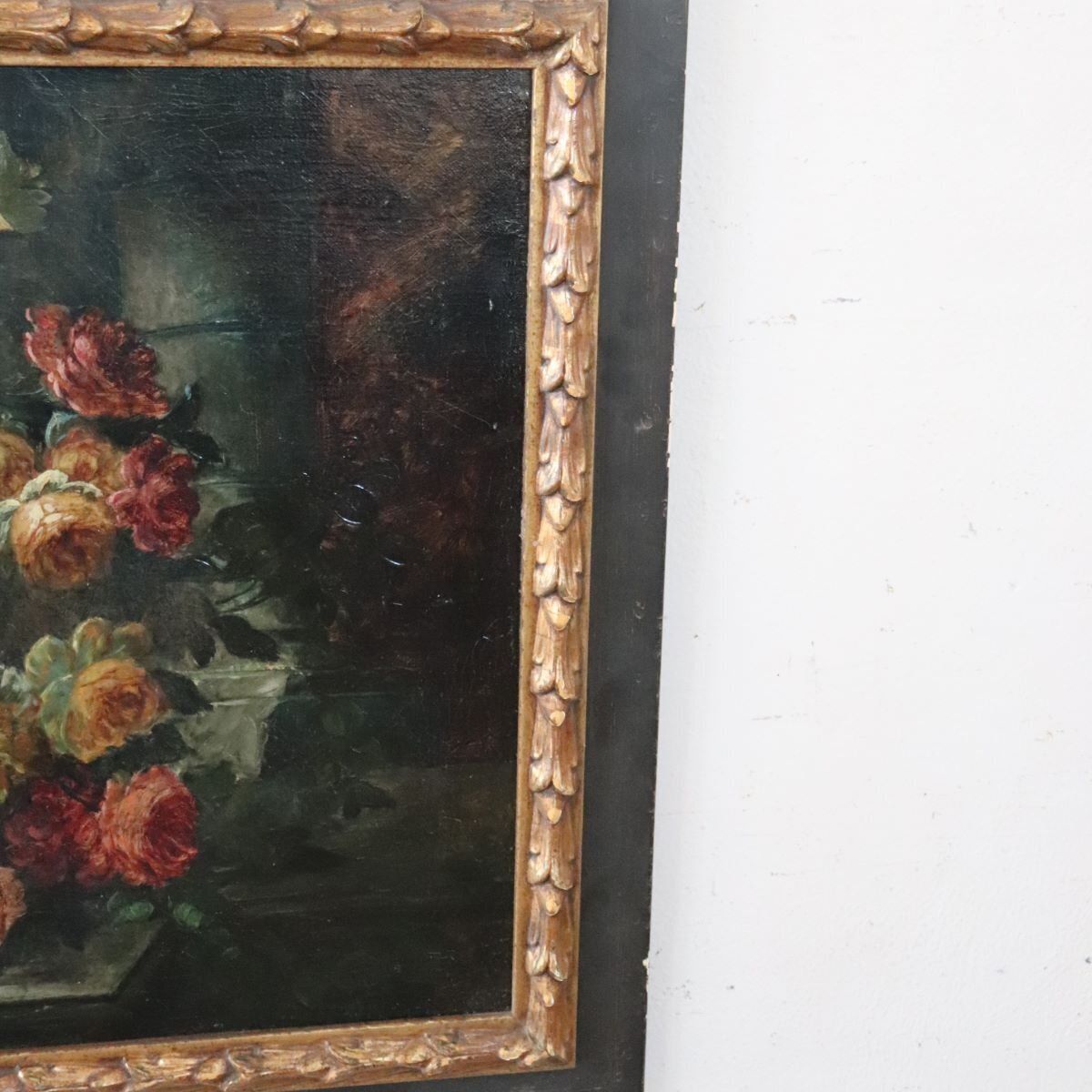 photo vinterior Still Life With Flowers And Fruits, 1800s, Large Oil On Canvas, Framed