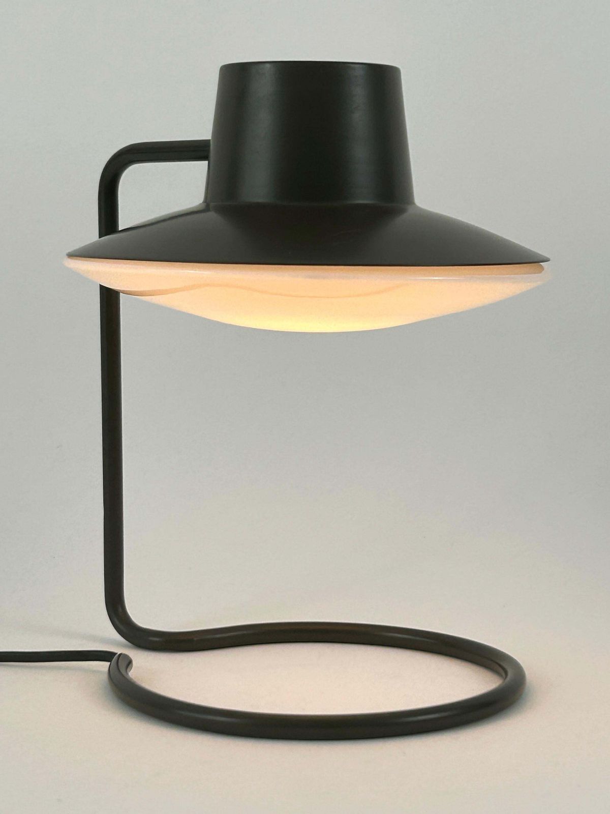 photo for sale Early Dark Brown Oxford Table Lamp By Arne Jacobsen For Louis Poulsen 1960s