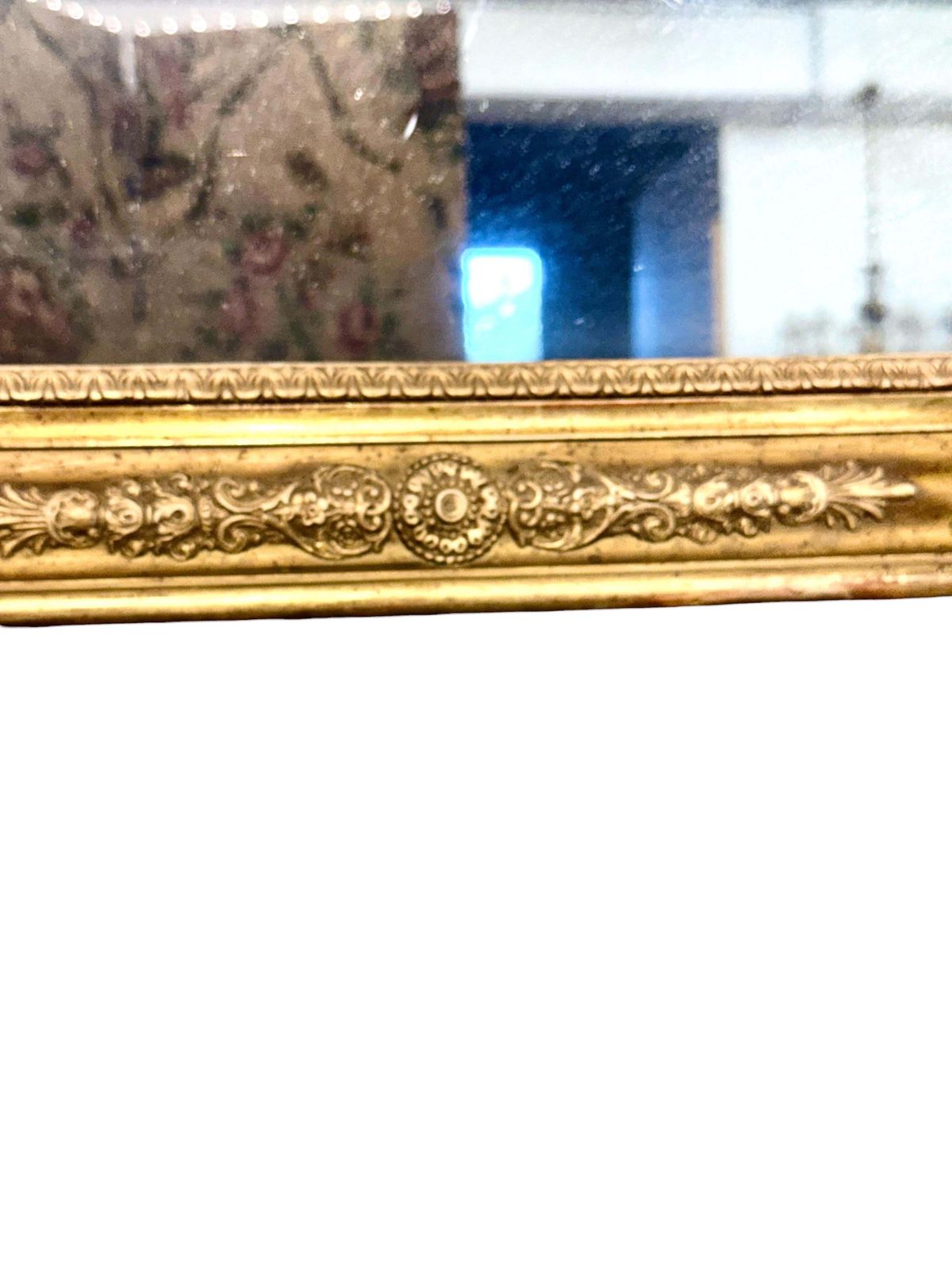 French Restoration Giltwood Mirror With Mercury Glass, Circa 1830 photo vintage
