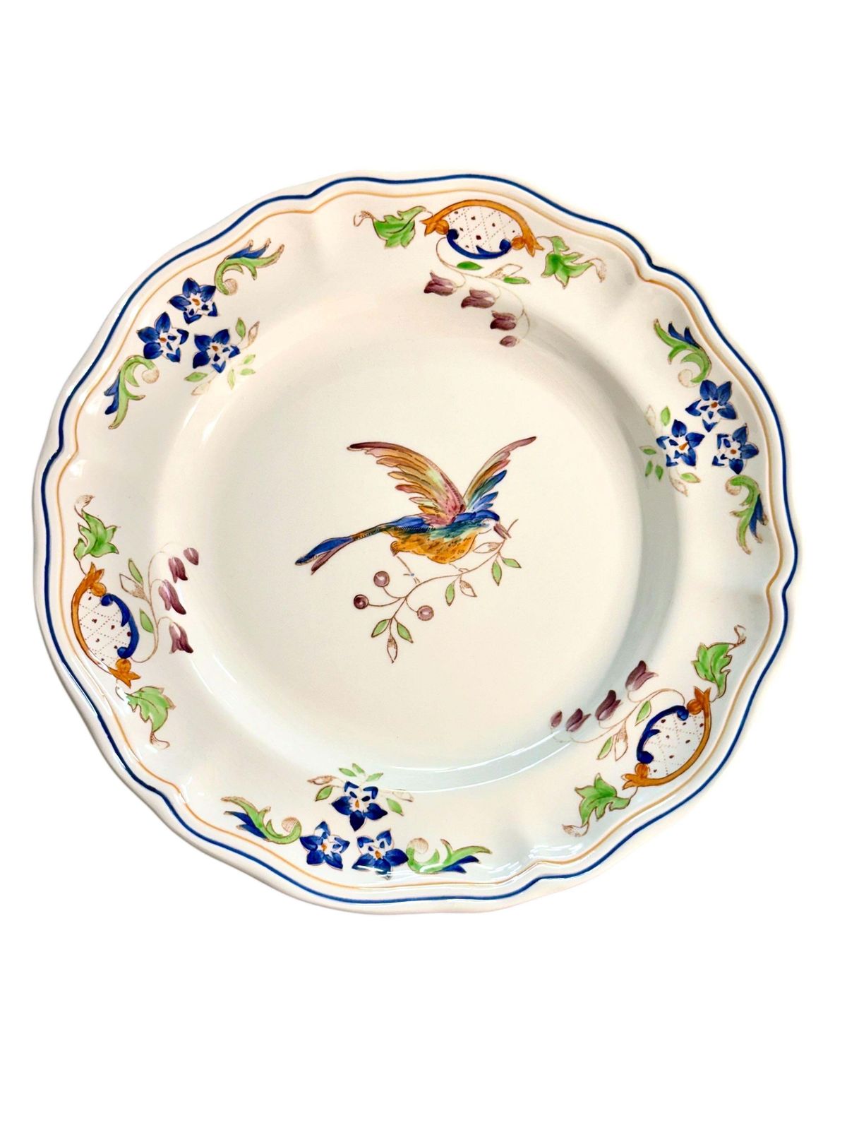 Set Of 12 Moustiers "Cléry" Hand Painted Faience Plates photo buy