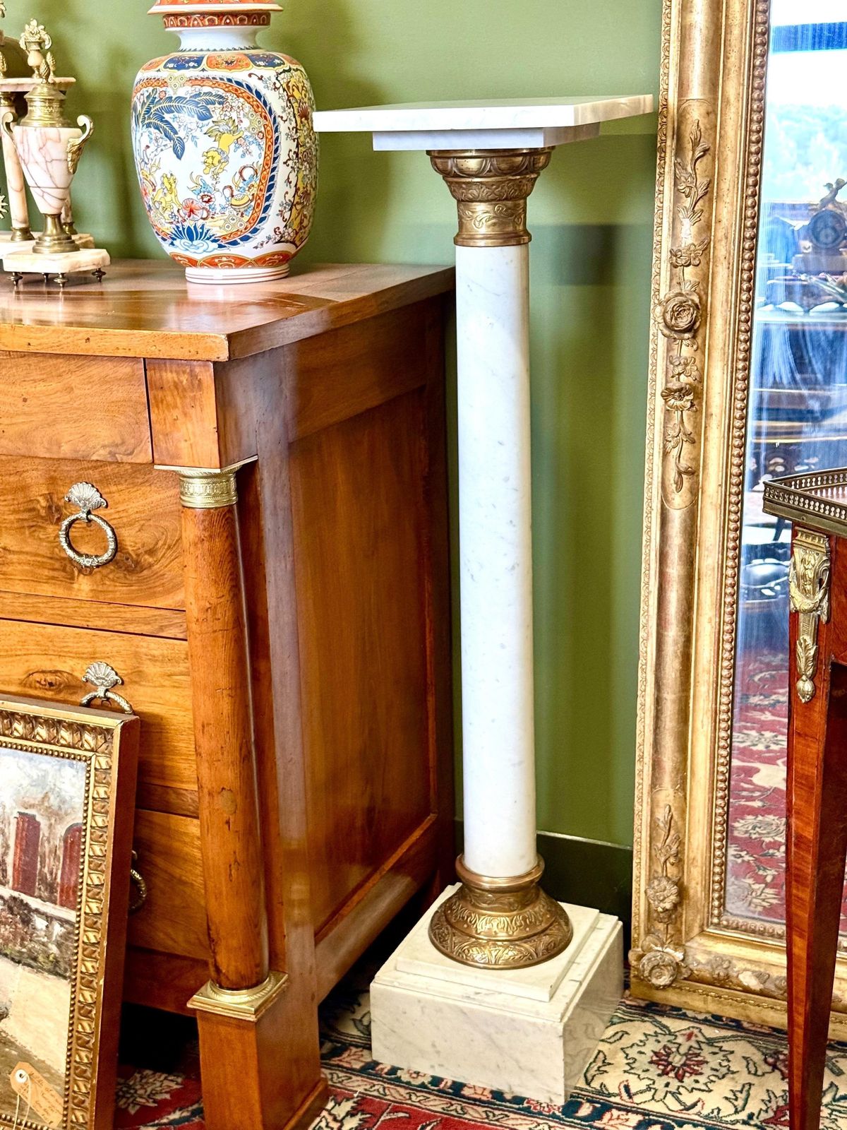 French Marble And Gilt Bronze Pedestal Column, 19th Century photo furniture